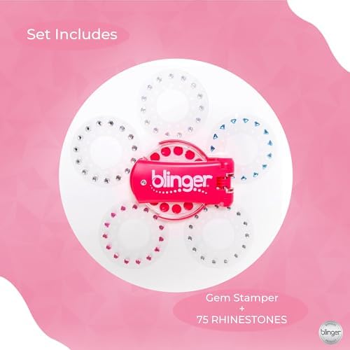 blinger Diamond Starter Set - Dreams | as seen on Shark Tank | 75 Rhinestone Gems | Hair Bling Tool