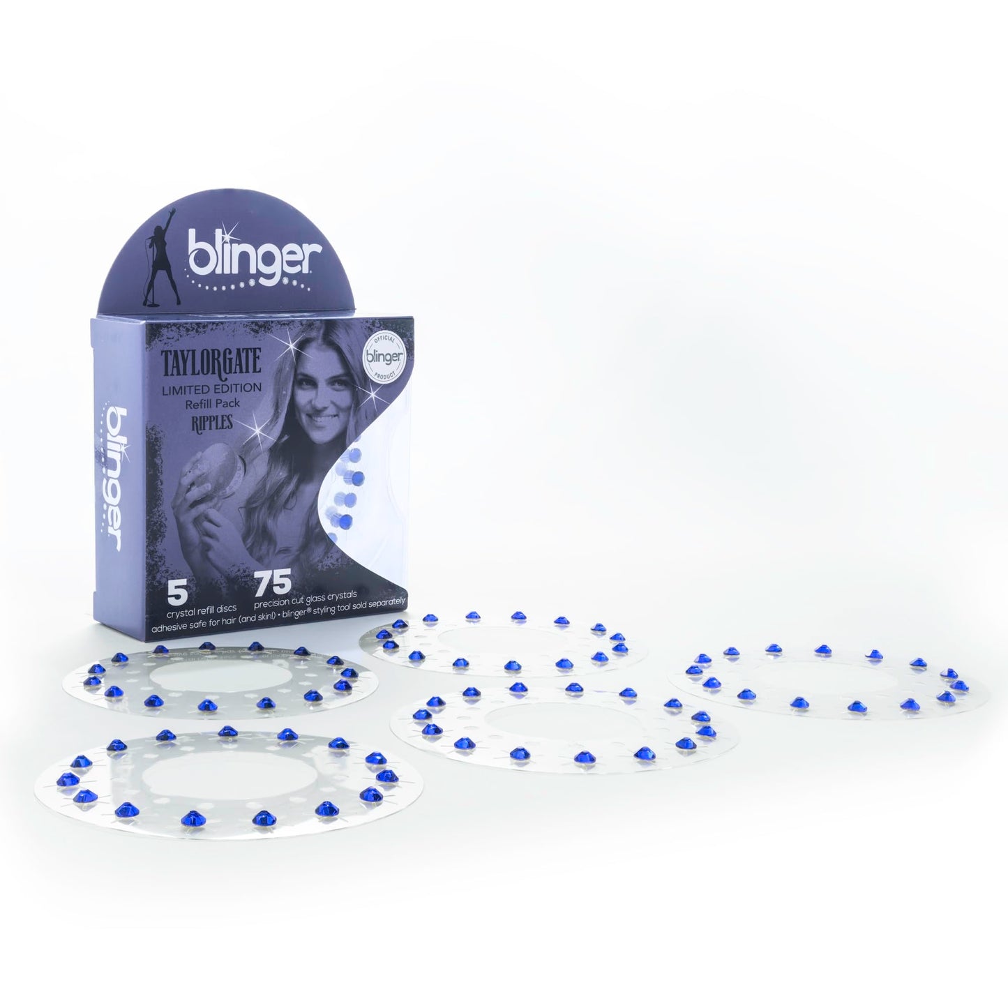 blinger Limited Edition Refill Pack – Love | 75 Crystals in 5 Discs | Navy 5mm