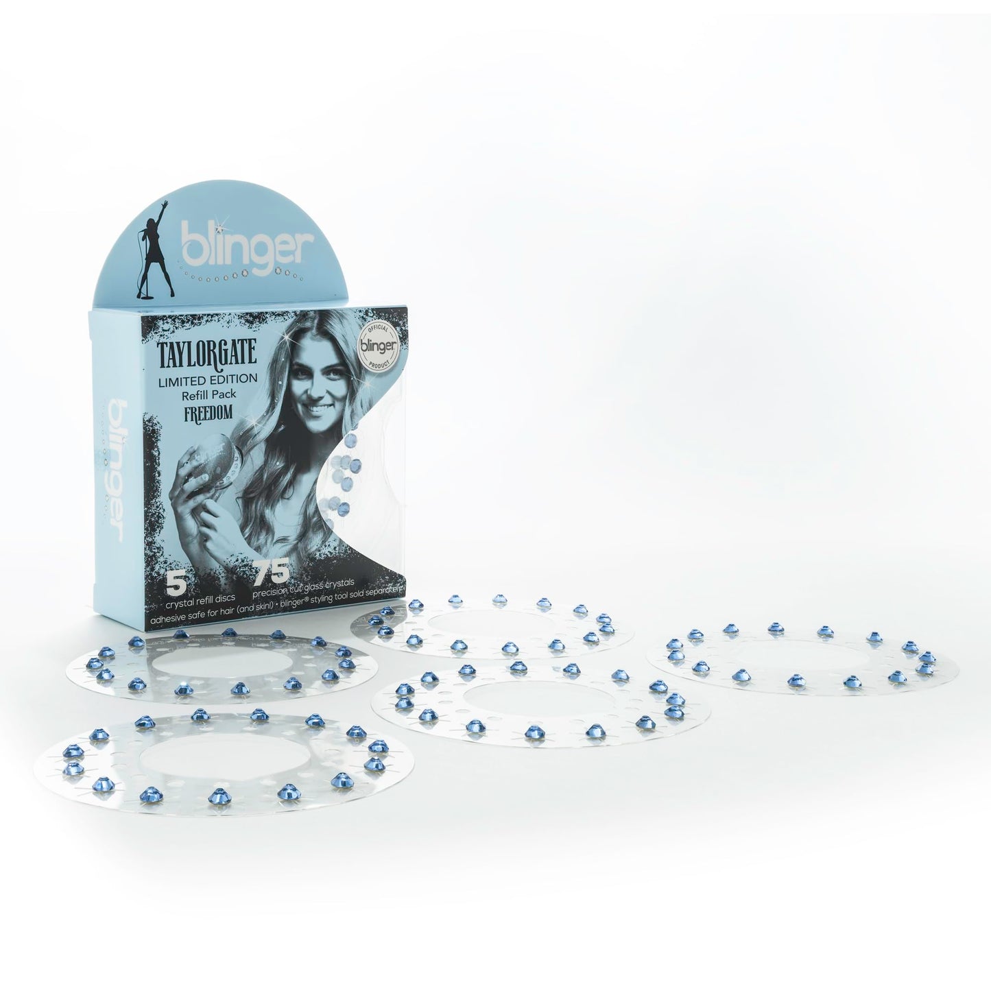 blinger Limited Edition Crystals Refill Pack – 75 Precision-Cut Glass Crystals in 5 Discs