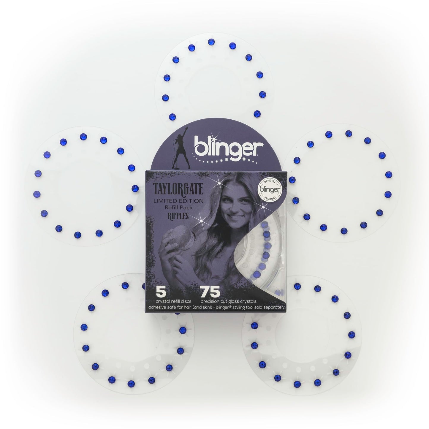 blinger Limited Edition Refill Pack – Love | 75 Crystals in 5 Discs | Navy 5mm