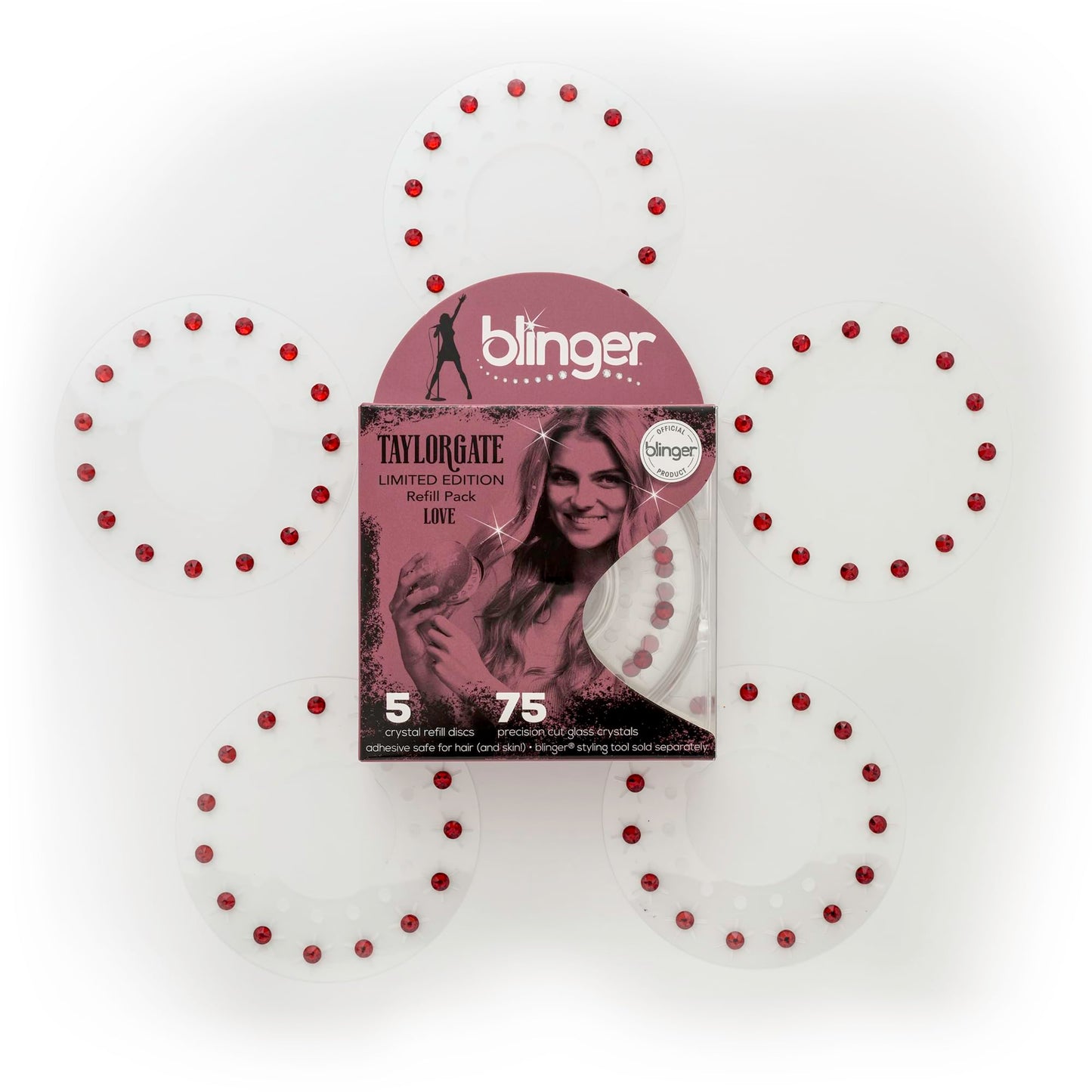 blinger® Limited Edition Refill Pack - Love | 75 Scarlet Crystals (5 Discs)