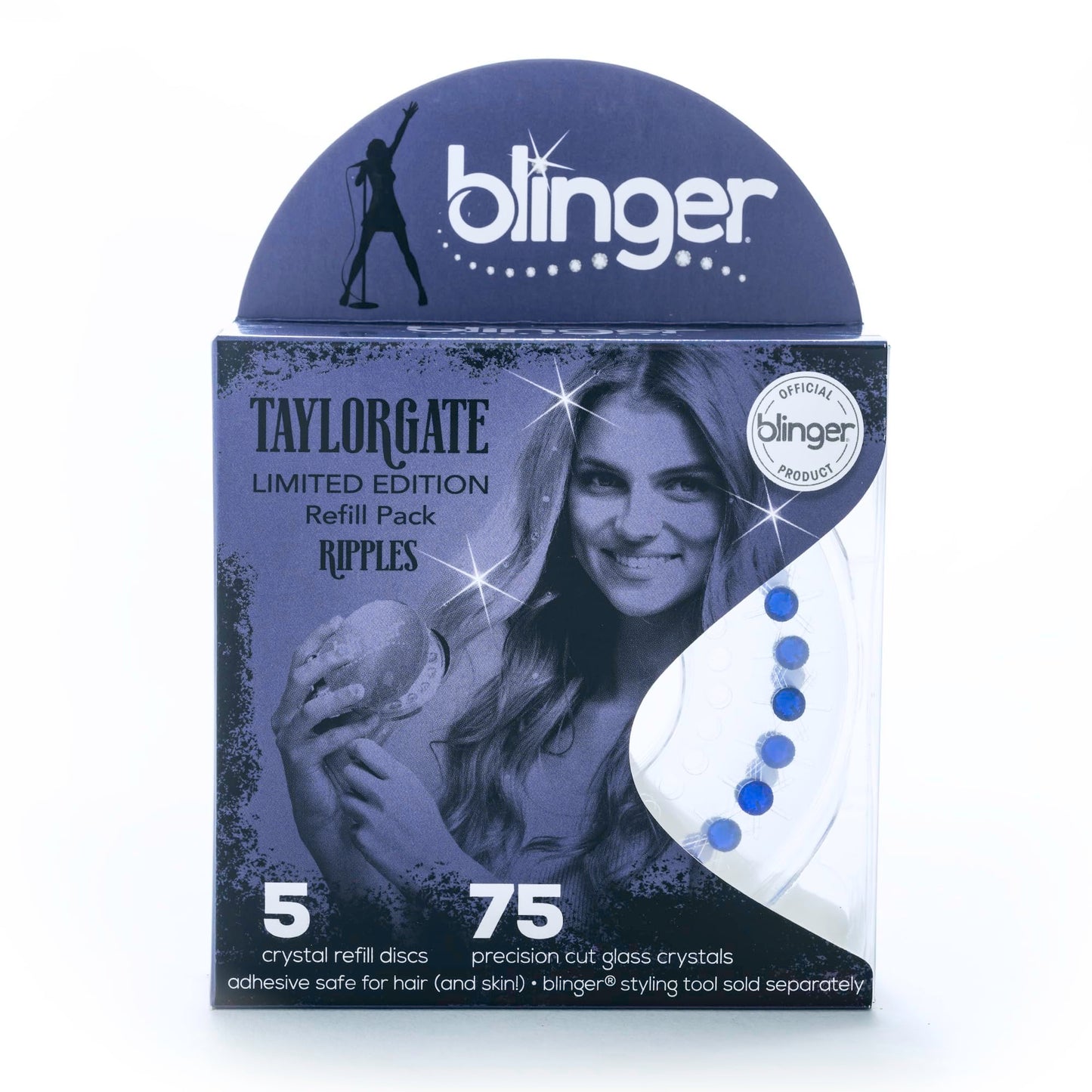 blinger Limited Edition Refill Pack – Love | 75 Crystals in 5 Discs | Navy 5mm