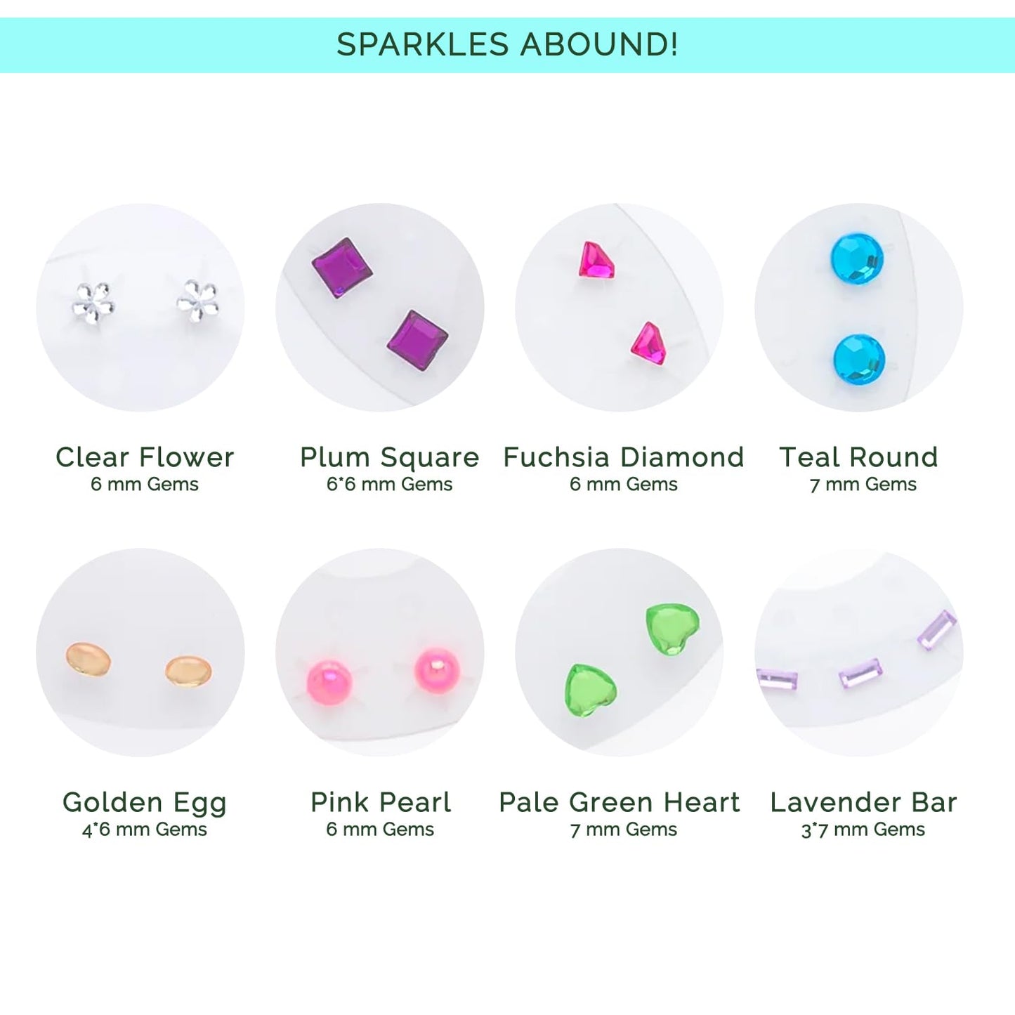 Blinger Sparkles Abound: 120 Colorful Hair-Safe Gems + Travel Case | Refill Pack for Gem Stamper