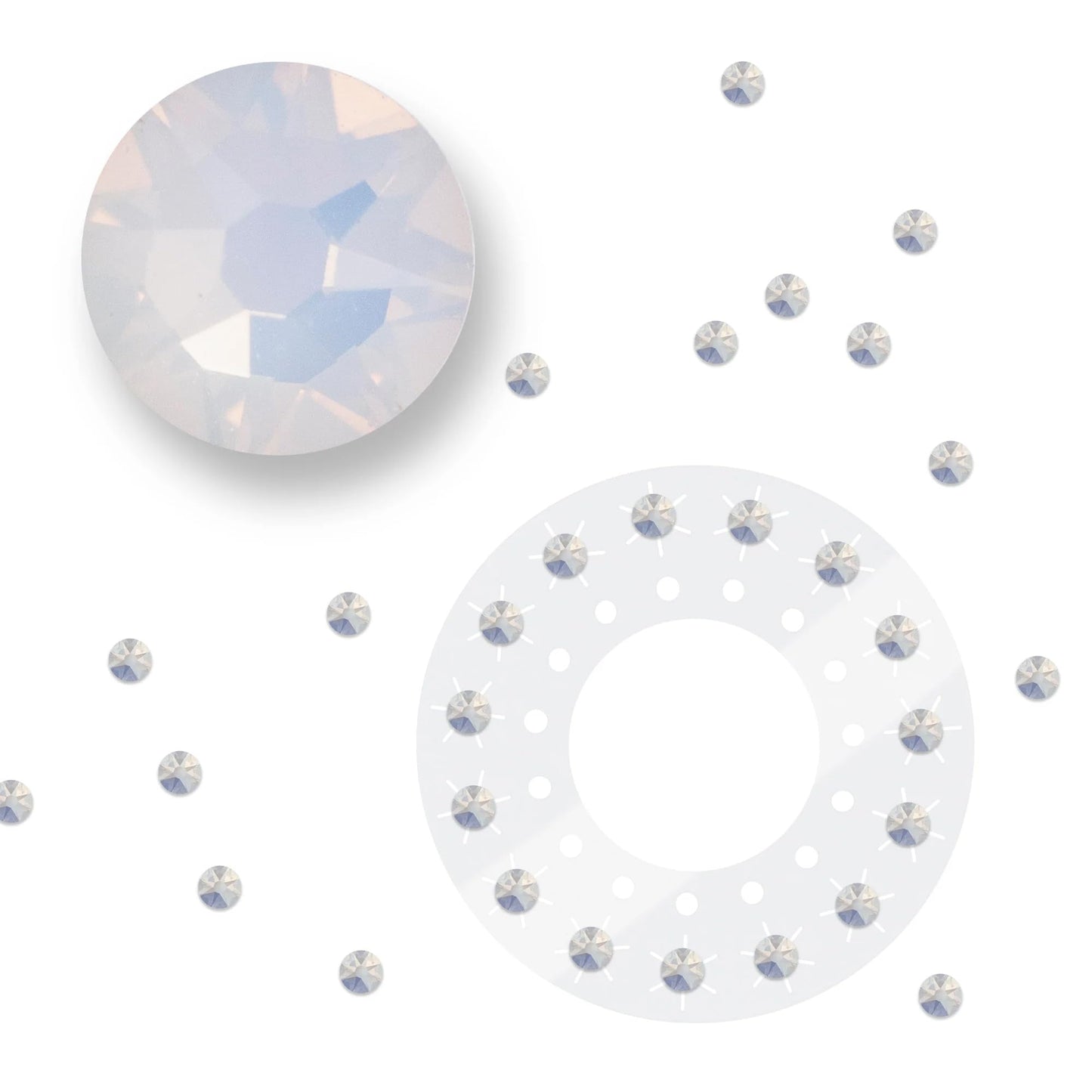 blinger Shimmer Crystal Refill Pack – 5 Discs, 75 Precision-Cut Glass Crystals (White Opal 4 mm) | Hair-Safe Adhesive
