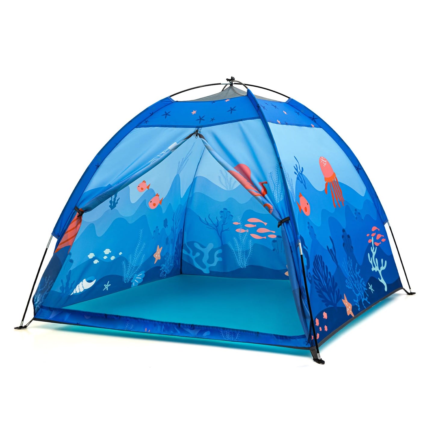 BLINWORLD Undersea World Kids Play Tent – Foldable Pop Up Indoor/Outdoor Playhouse (47 x 47 x 41 in, Blue)