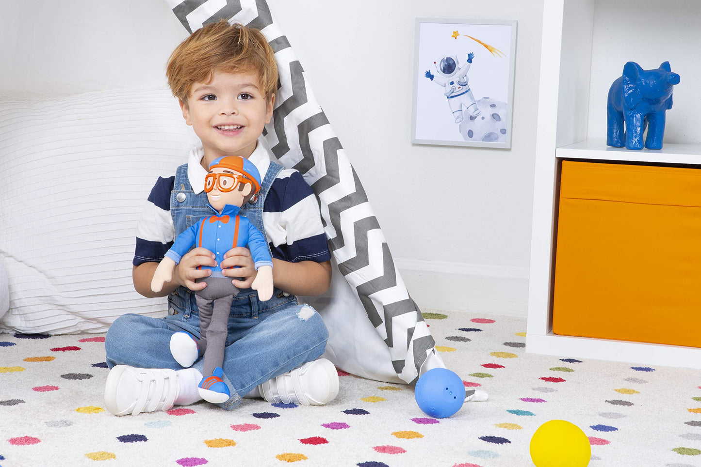 Blippi BLP0013 Bendable Plush Doll – 16” SFX Belly Phrases | Educational Toy for Babies & Toddlers