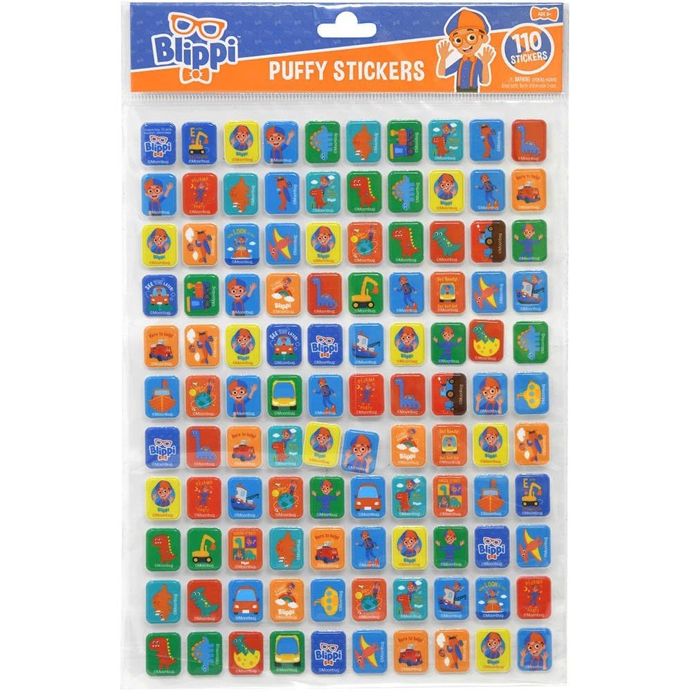 Blippi Puffy Sticker Sheet Book - 110 Colorful Stickers for Kids