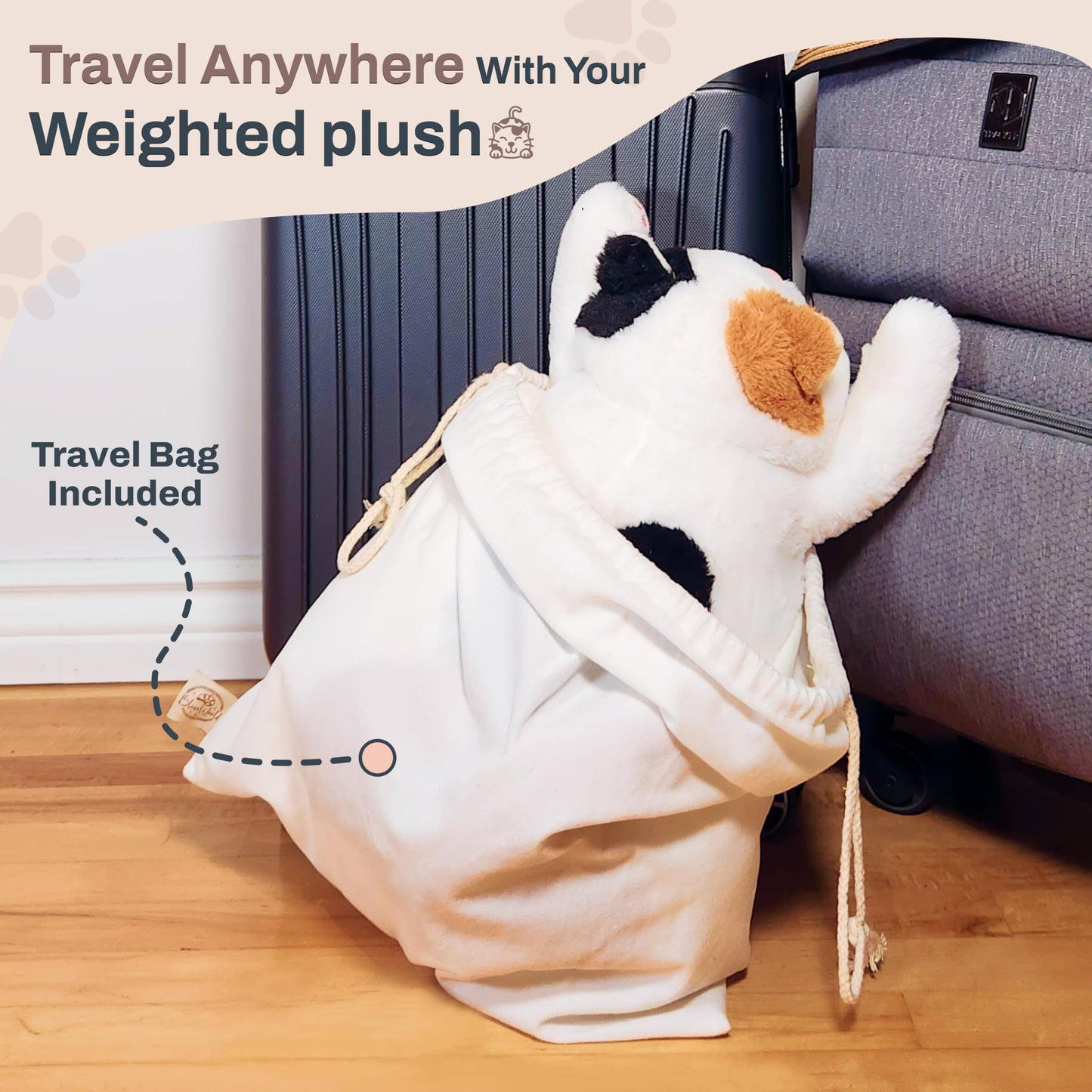 Bliss World 20-Inch Calico Cat Weighted Plush – 5 lb, Microwavable & Coolable
