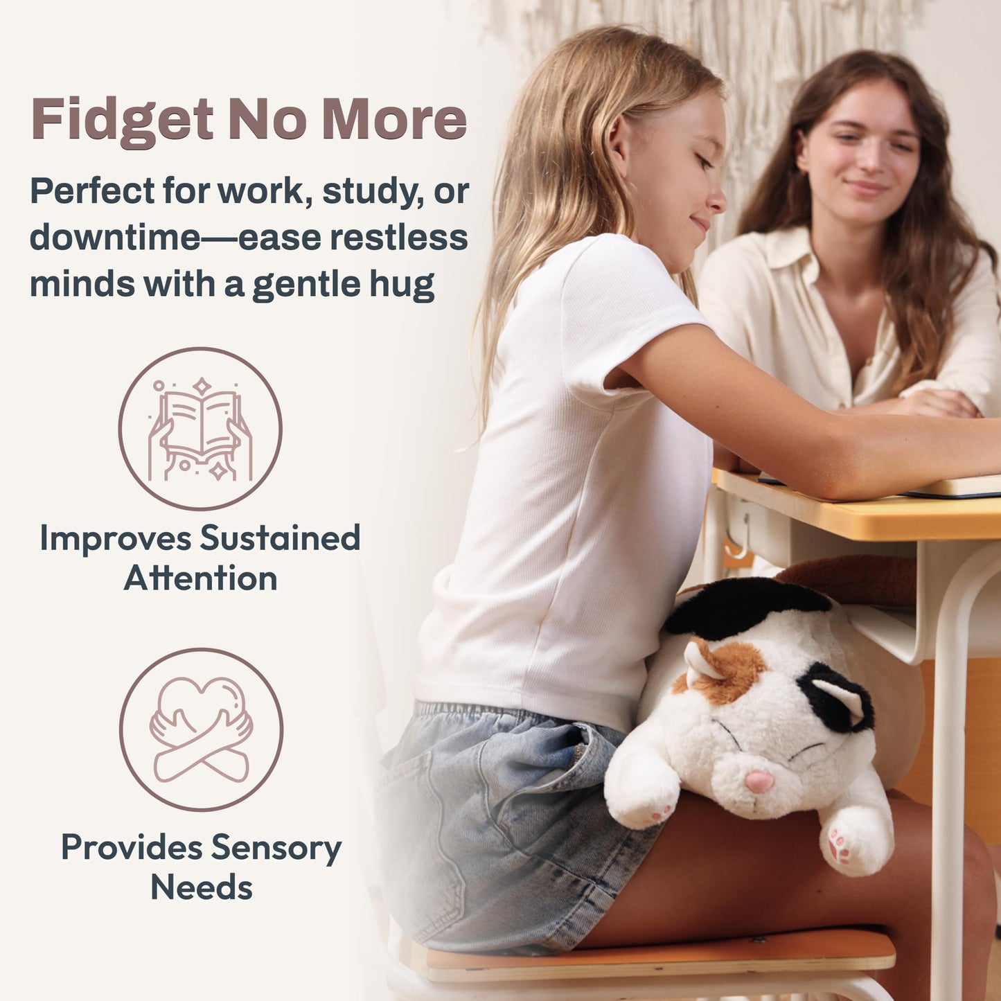 Bliss World 20-Inch Calico Cat Weighted Plush – 5 lb, Microwavable & Coolable