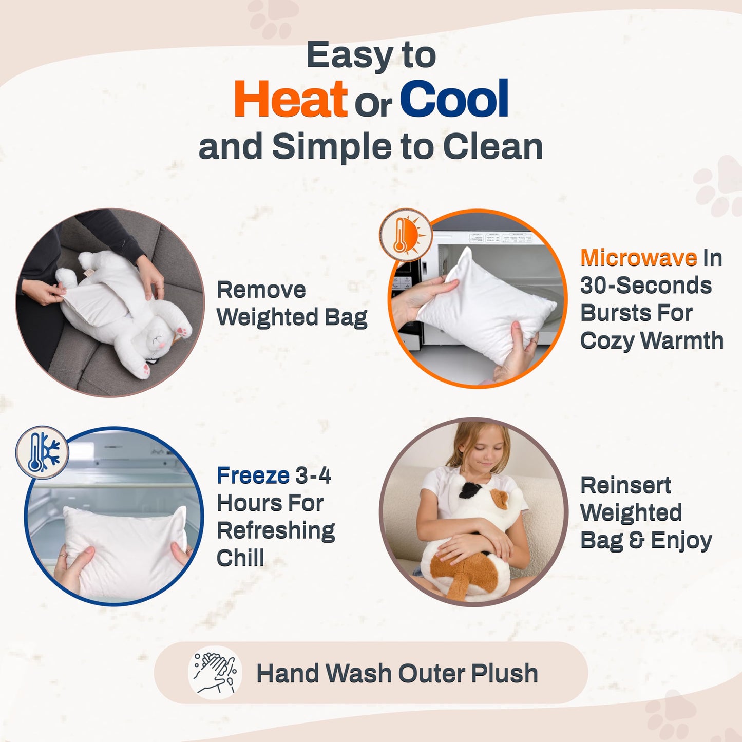 Bliss World 20-Inch Calico Cat Weighted Plush – 5 lb, Microwavable & Coolable