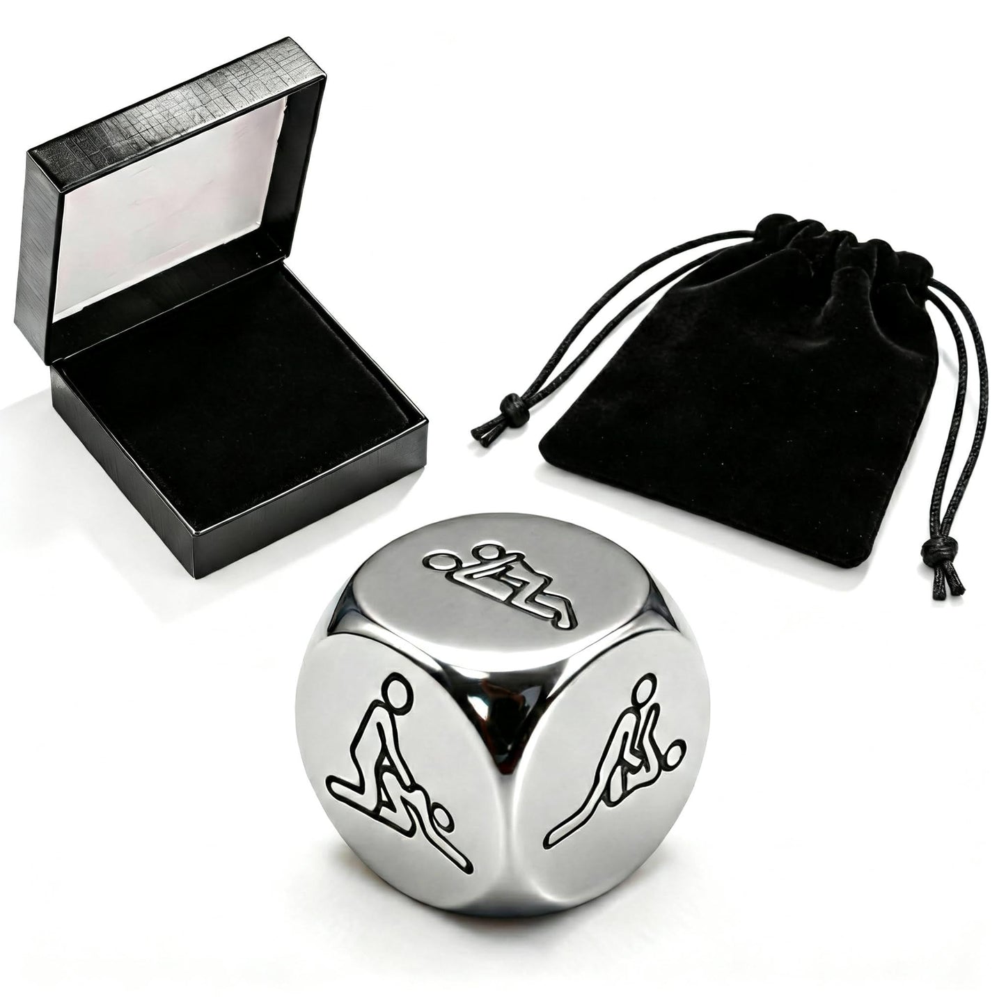 BLISSASHES Premium Stainless Steel Couples Decision Dice – 6 Romantic Positions Gift Box