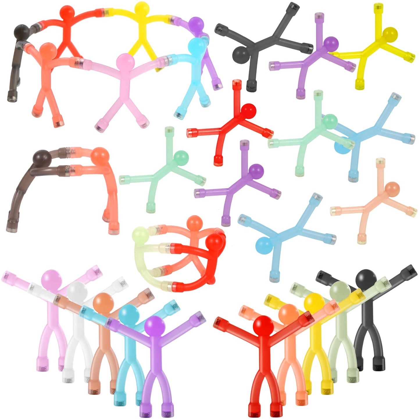 BlissfulTie 30-Piece Magnetic Figures – Bendable Silicone Toys for Fridge, Office & Whiteboard