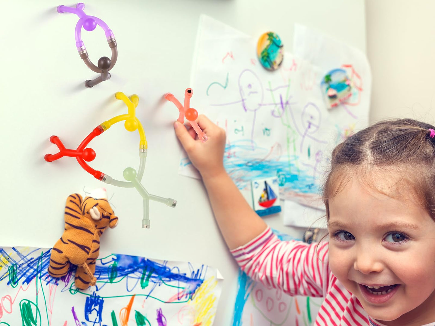 BlissfulTie 30-Piece Magnetic Figures – Bendable Silicone Toys for Fridge, Office & Whiteboard
