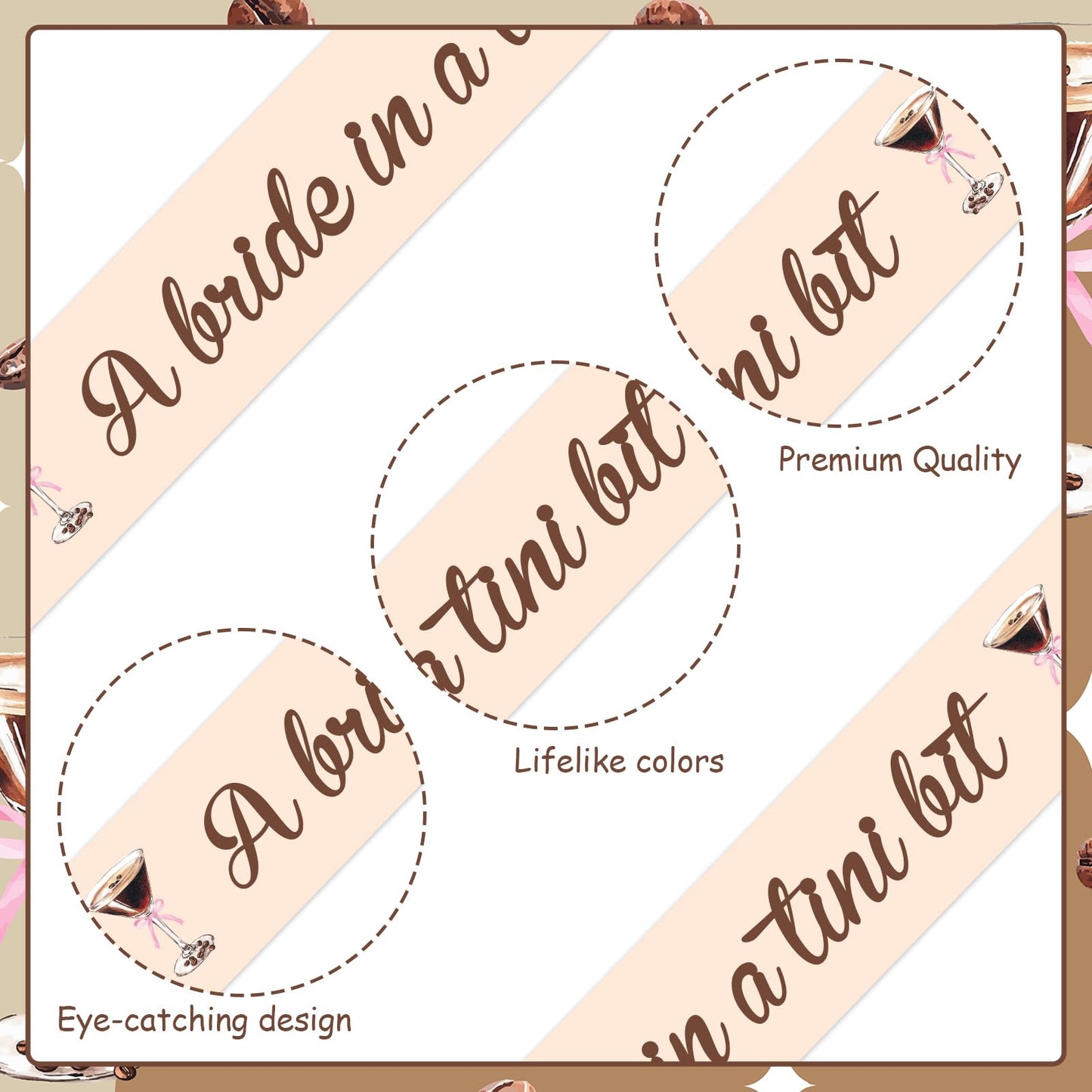 Blisstock Espresso Martini Bridal Sash – Bride in a Tini Bit | Bachelorette Decor