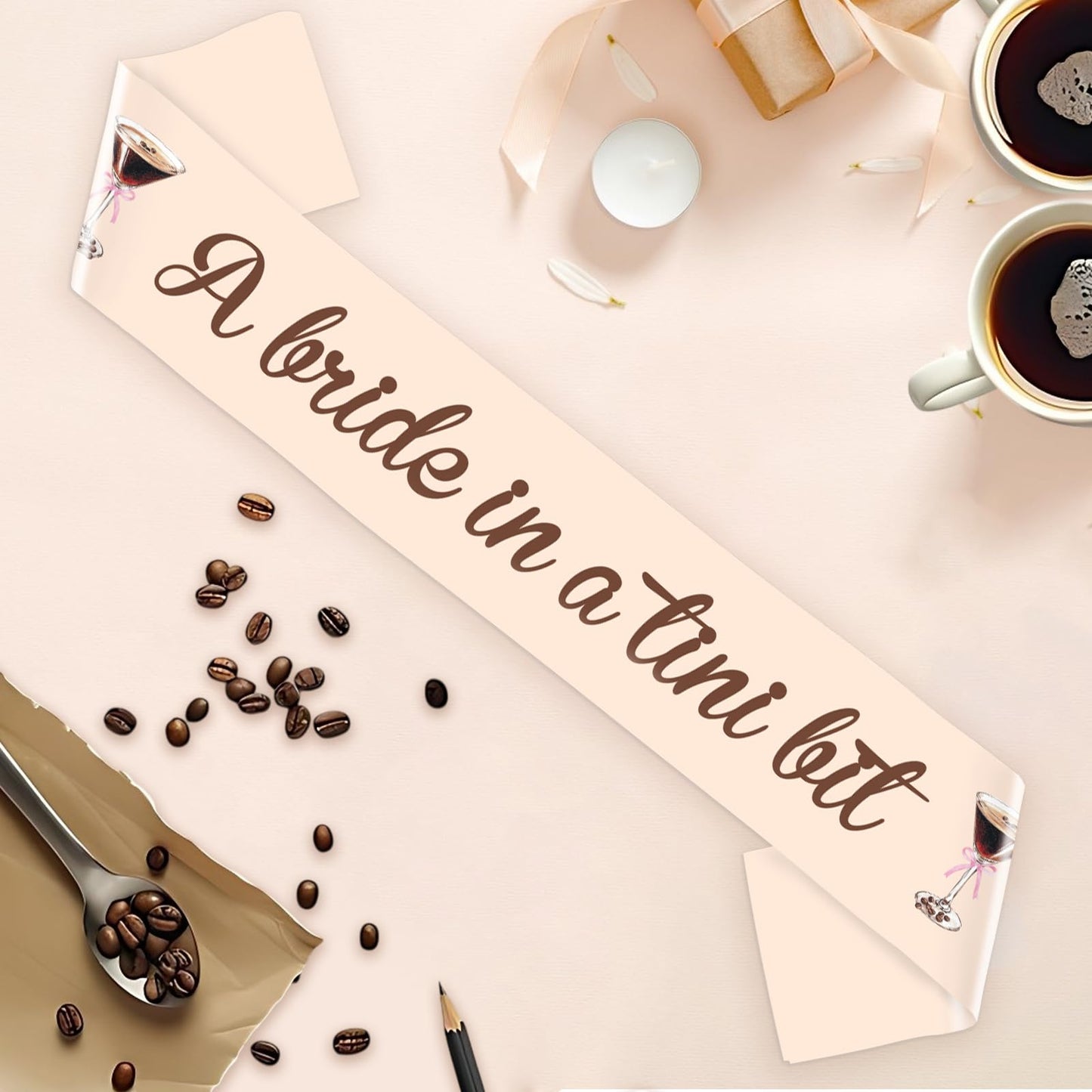 Blisstock Espresso Martini Bridal Sash – Bride in a Tini Bit | Bachelorette Decor