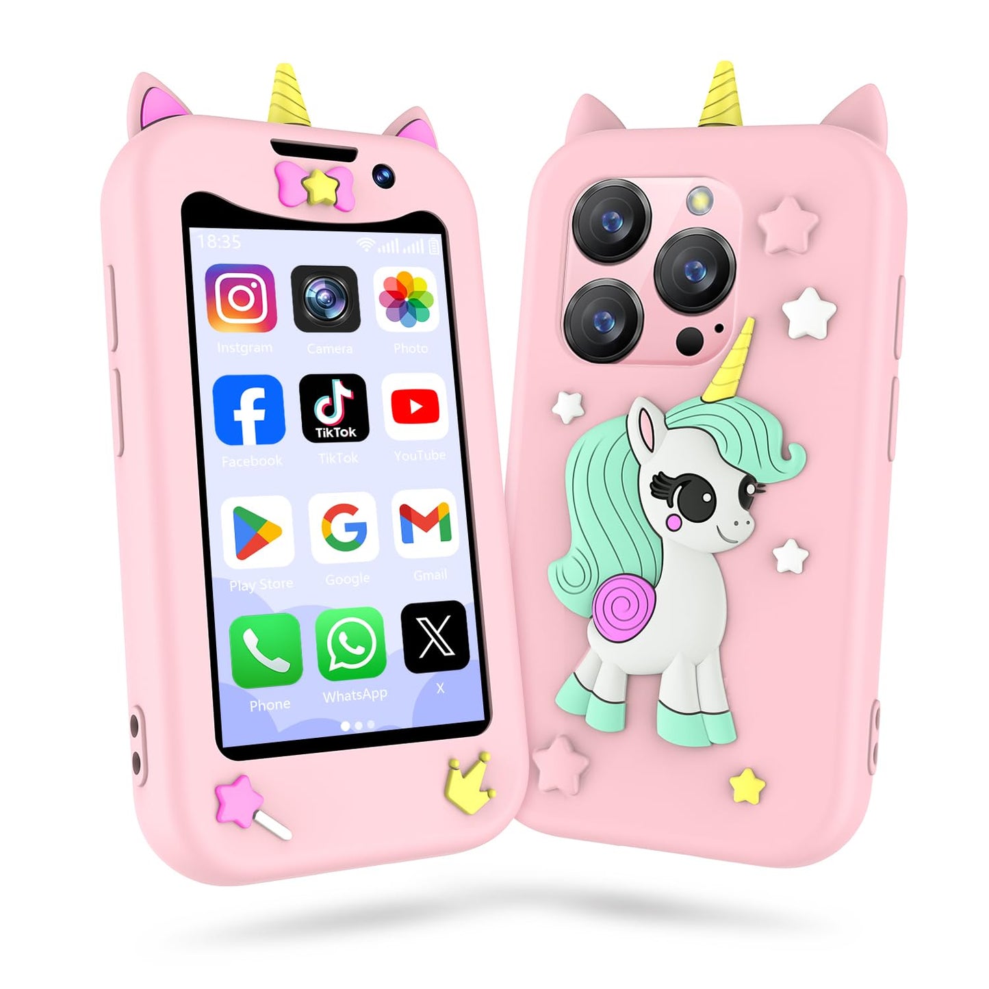 BLKE Max Kids Phone for Girls — Dual Cameras, GPS Safety, HD Touch Screen Mini Smartphone for Ages 3+