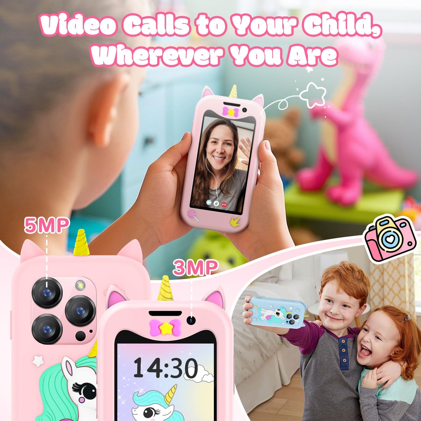 BLKE Max Kids Phone for Girls — Dual Cameras, GPS Safety, HD Touch Screen Mini Smartphone for Ages 3+