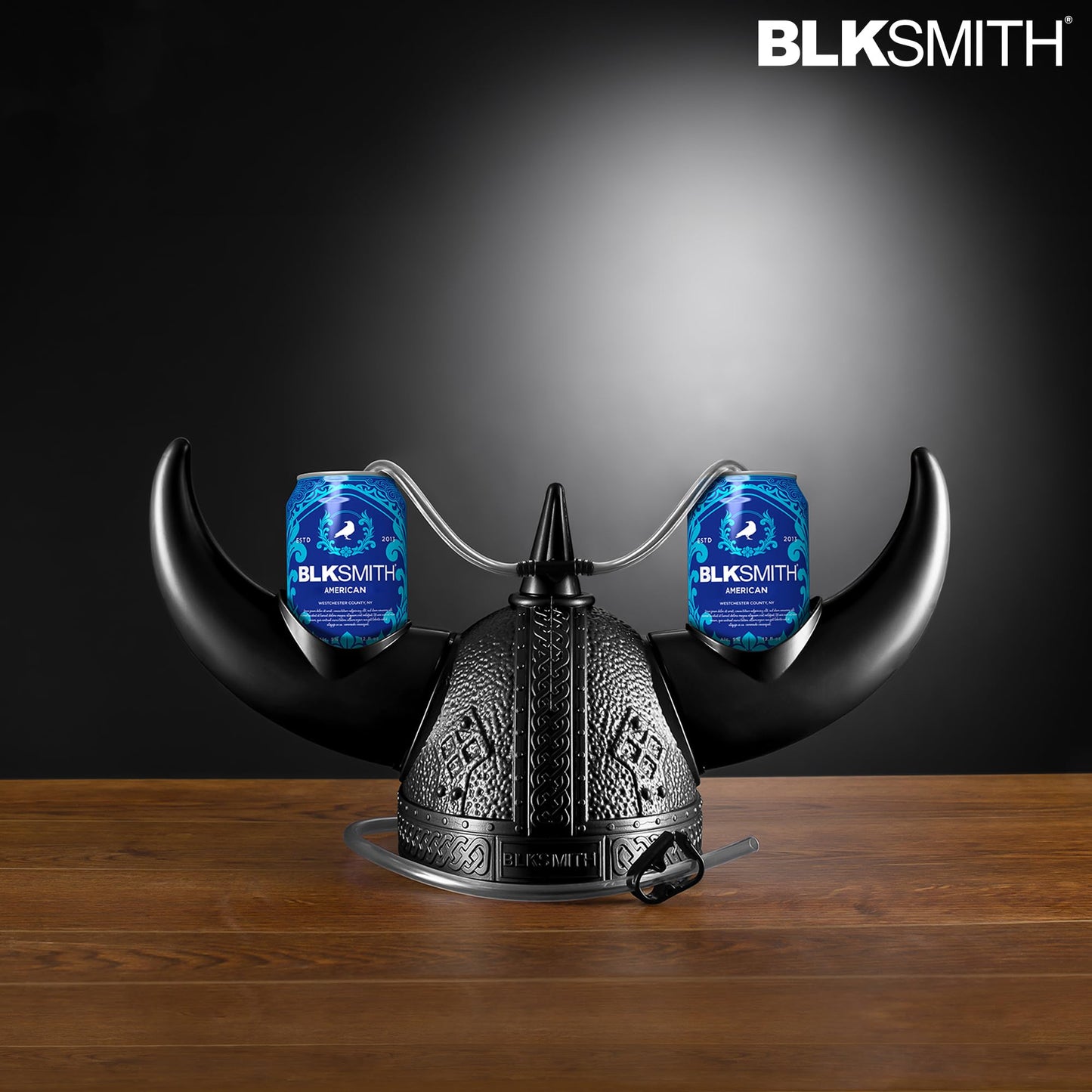 BLKSMITH Viking Drinking Helmet with Straws – Holds 2 Cans – Adjustable 16–24 in – Funny Beer Hat Gift