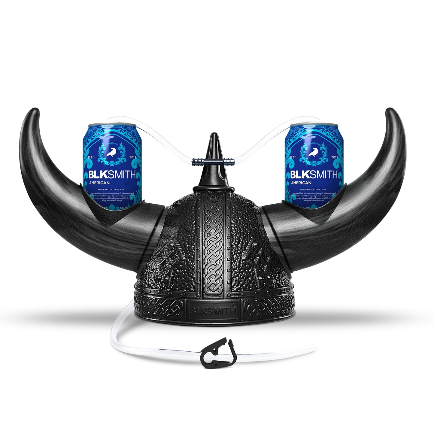 BLKSMITH Viking Drinking Helmet with Straws – Holds 2 Cans – Adjustable 16–24 in – Funny Beer Hat Gift