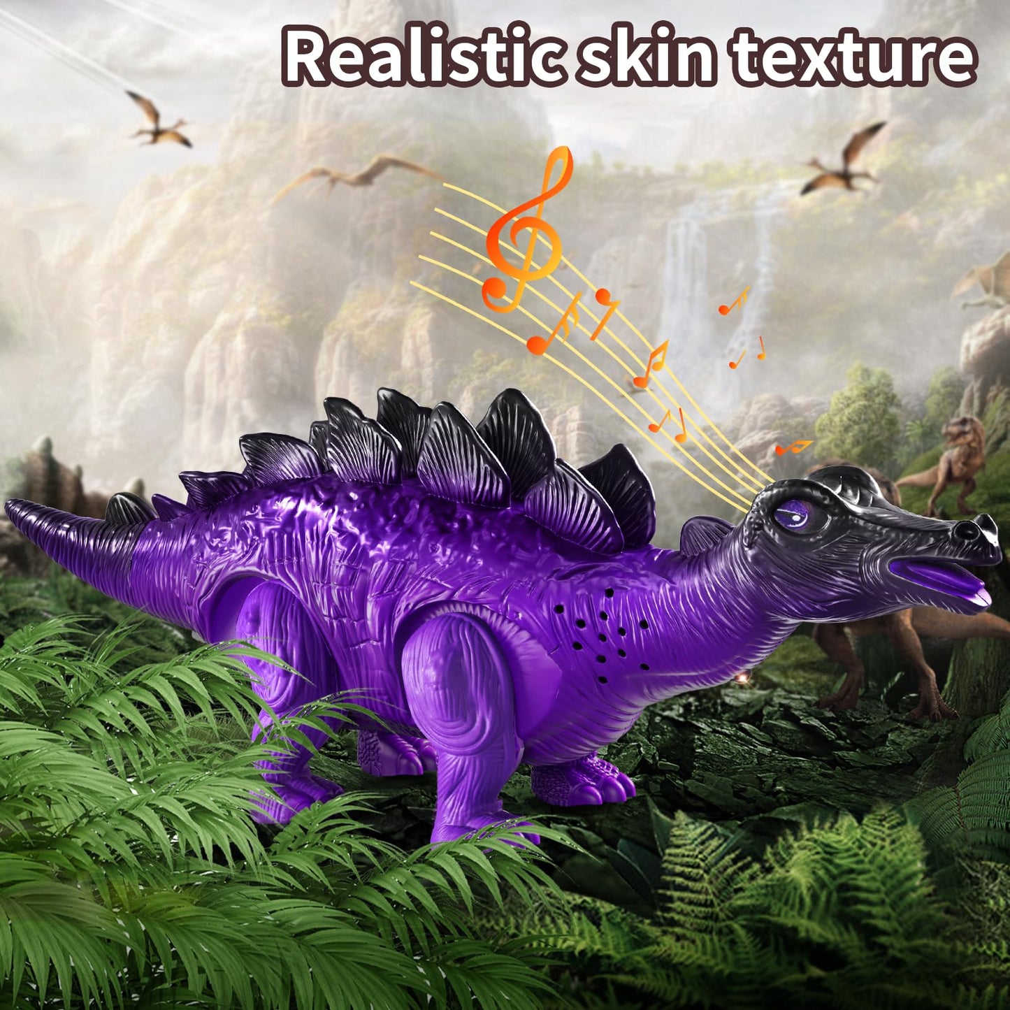 BLmukce 3 Pack Walking Dinosaurs for Toddlers - T Rex Brachiosaurus Stegosaurus