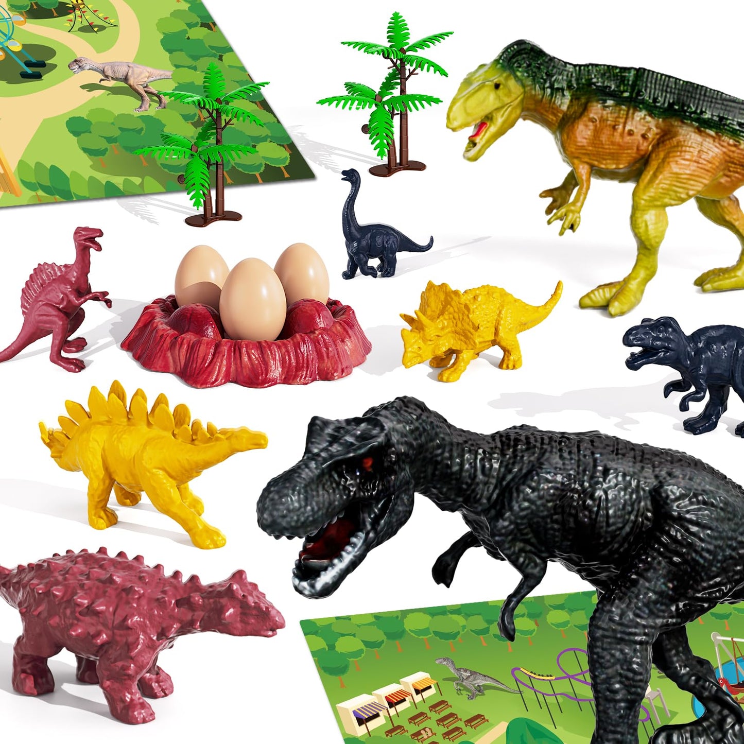 BLmukce Dinosaur Transport Truck Set with 8 Figures & Play Mat (3-5 yrs)