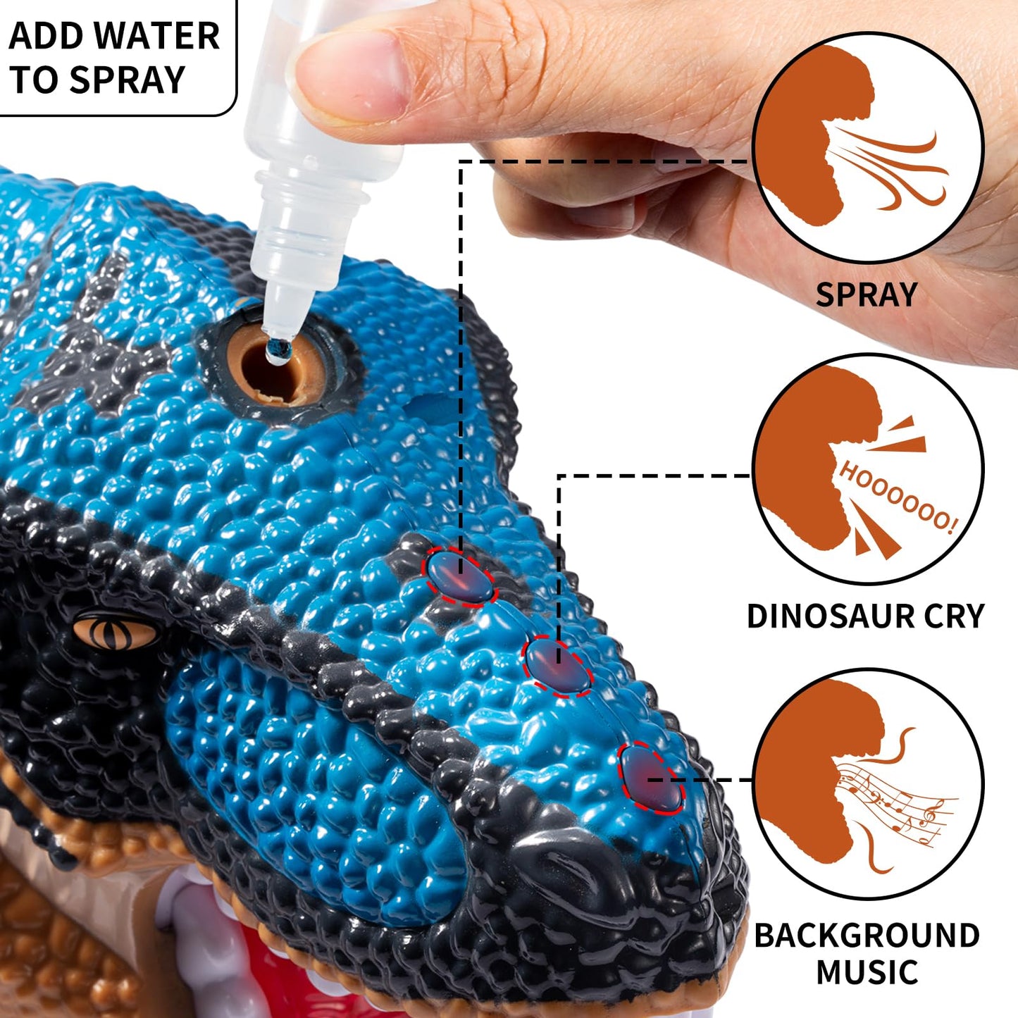 BLmukce 24" Large Dinosaur Toy – T-Rex with Belly Storage, Lights, Mist Spray, and 10+ Dinosaurs