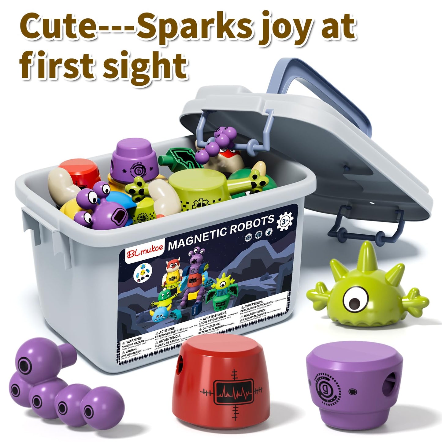 BLmukce Magnetic Robot Toy for Kids 3-5 — 35-Piece STEM Building Set with Storage Box