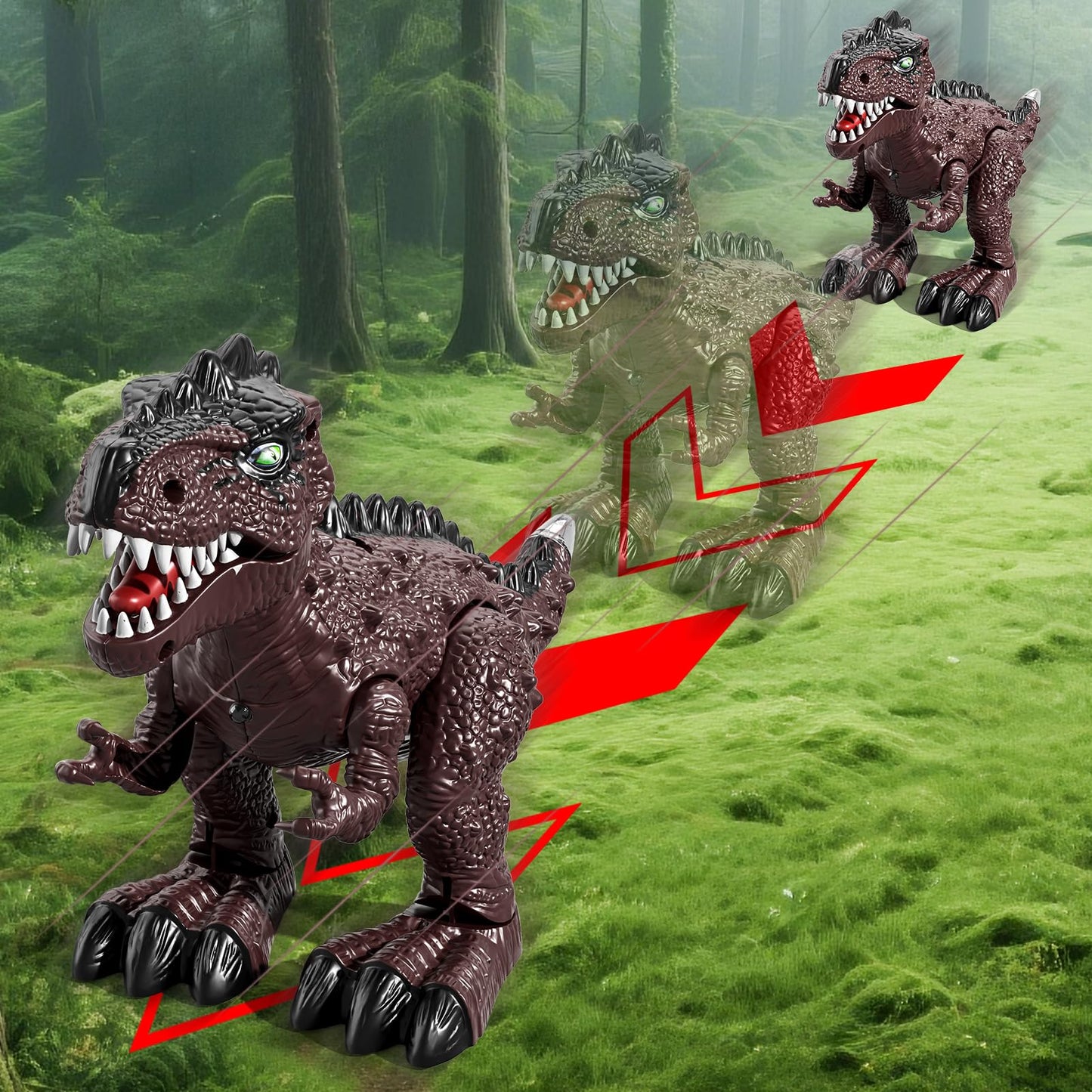 BLmukce 3 Pack Walking Dinosaurs for Toddlers - T Rex Brachiosaurus Stegosaurus