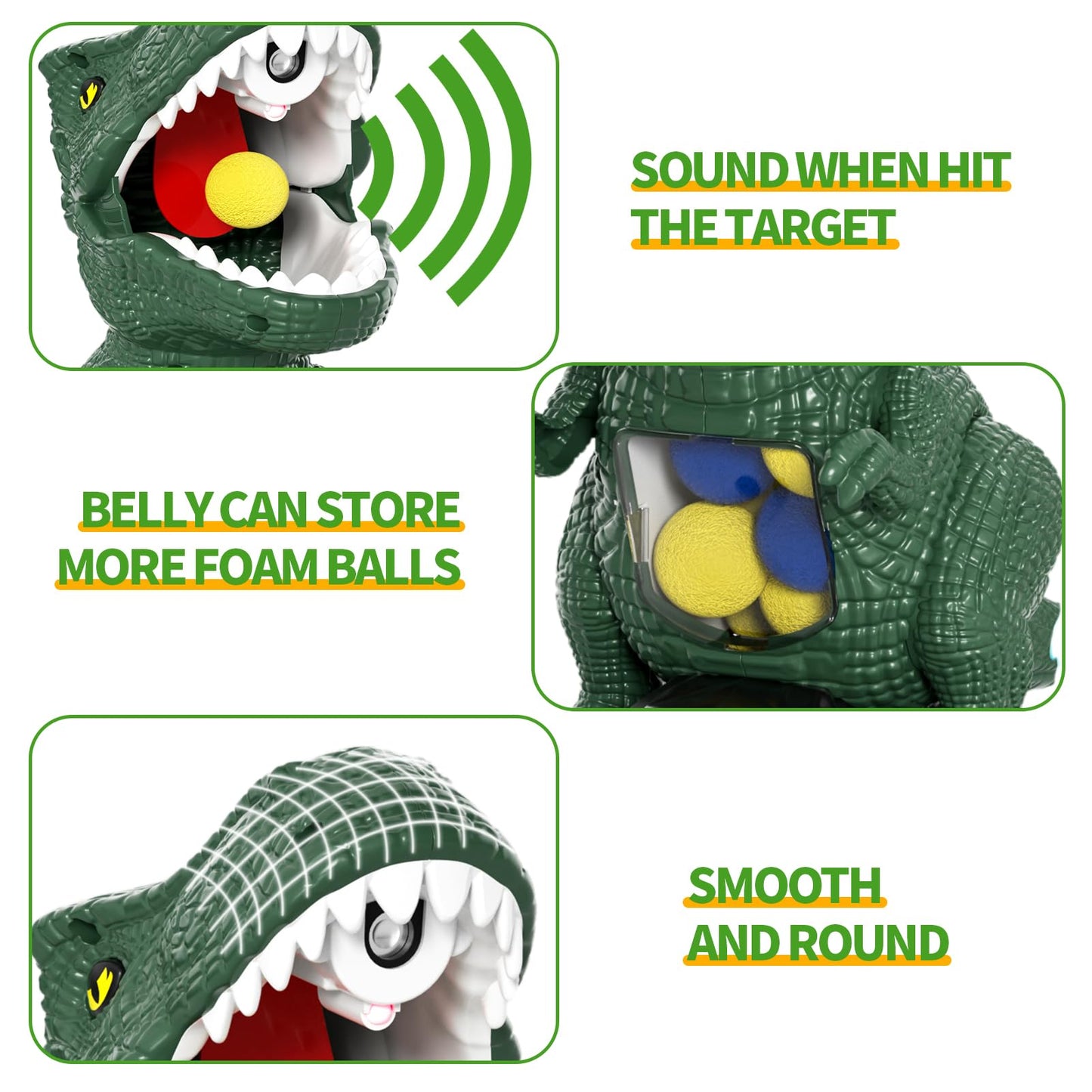 BLmukce Dinosaur Shooting Game for Kids – 2 Launchers, 48 Foam Bullets, 3 Modes