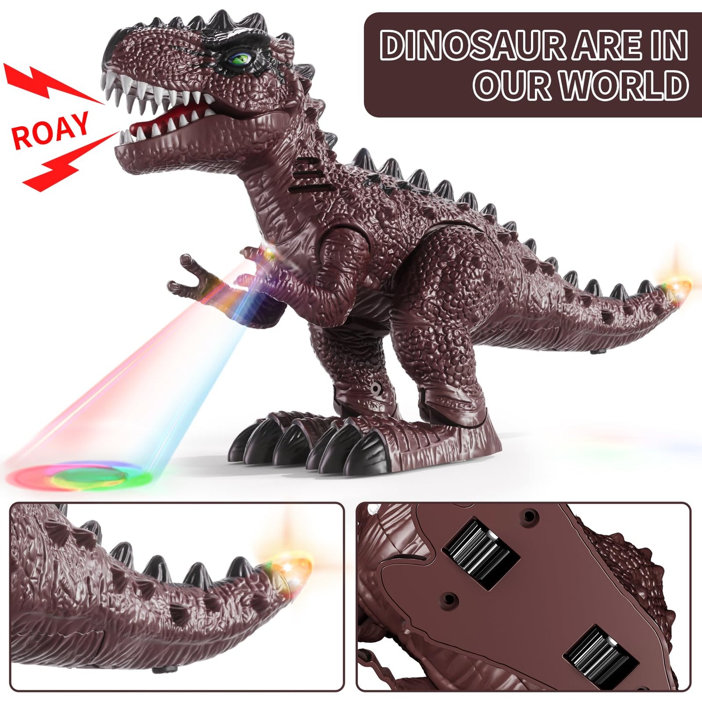 BLmukce 3 Pack Walking Dinosaurs for Toddlers - T Rex Brachiosaurus Stegosaurus