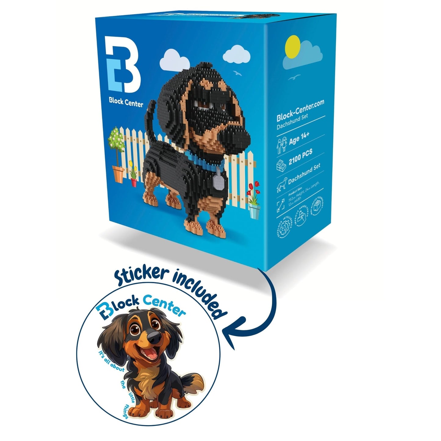 BLOCK CENTER Dachshund 3D Puzzle Kit – 2100 Mini Bricks (2025 Edition) | Gift for Adults & Kids