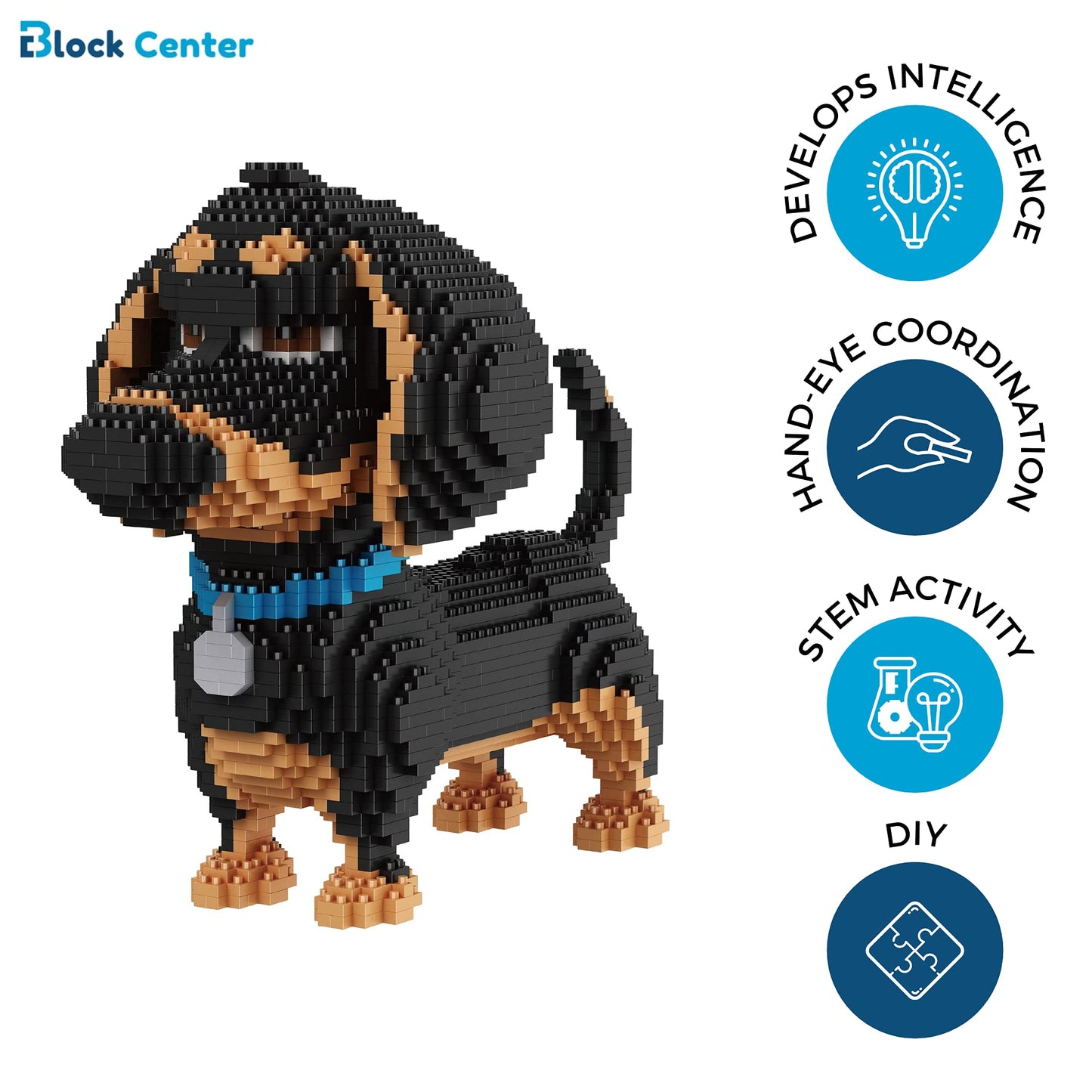 BLOCK CENTER Dachshund 3D Puzzle Kit – 2100 Mini Bricks (2025 Edition) | Gift for Adults & Kids