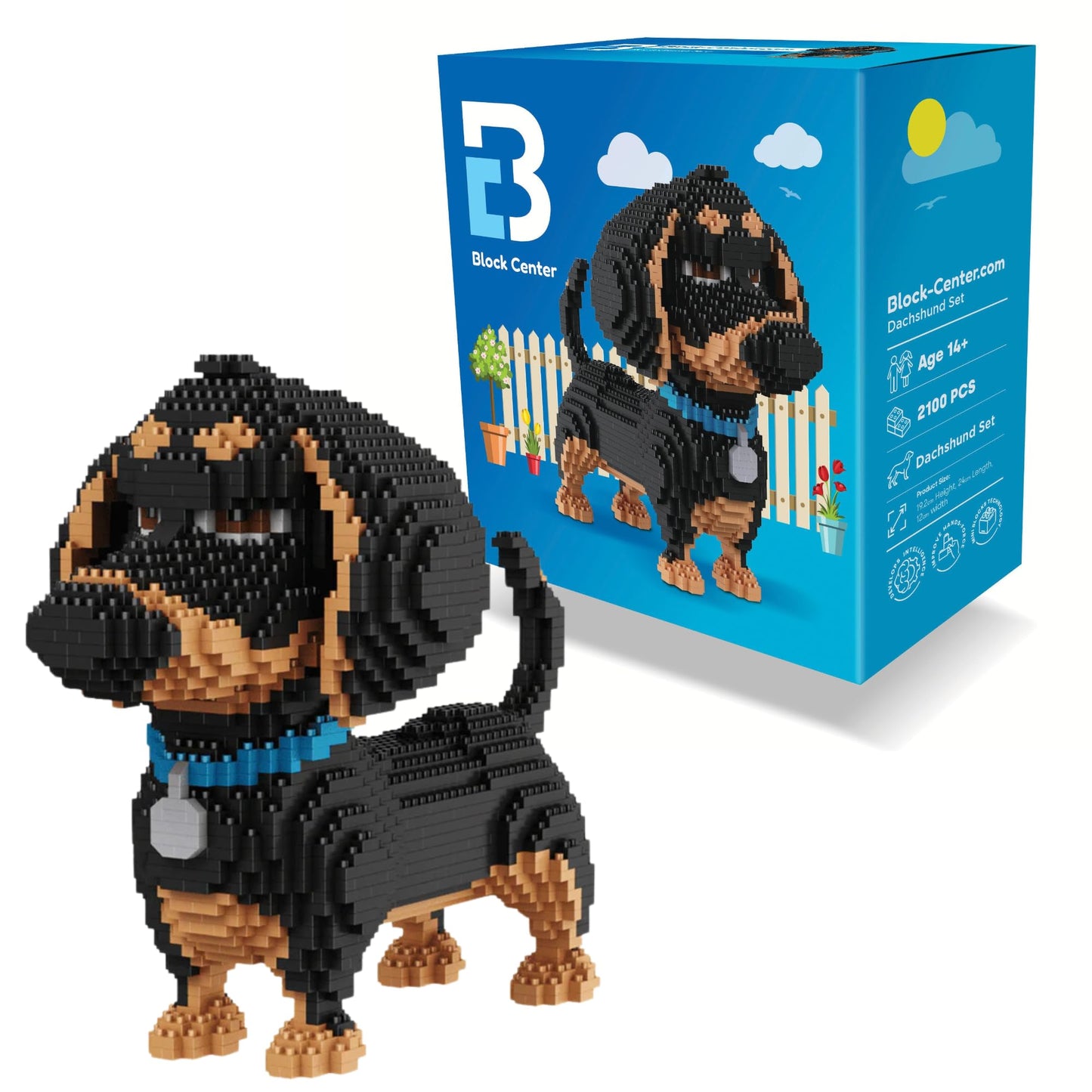 BLOCK CENTER Dachshund 3D Puzzle Kit – 2100 Mini Bricks (2025 Edition) | Gift for Adults & Kids