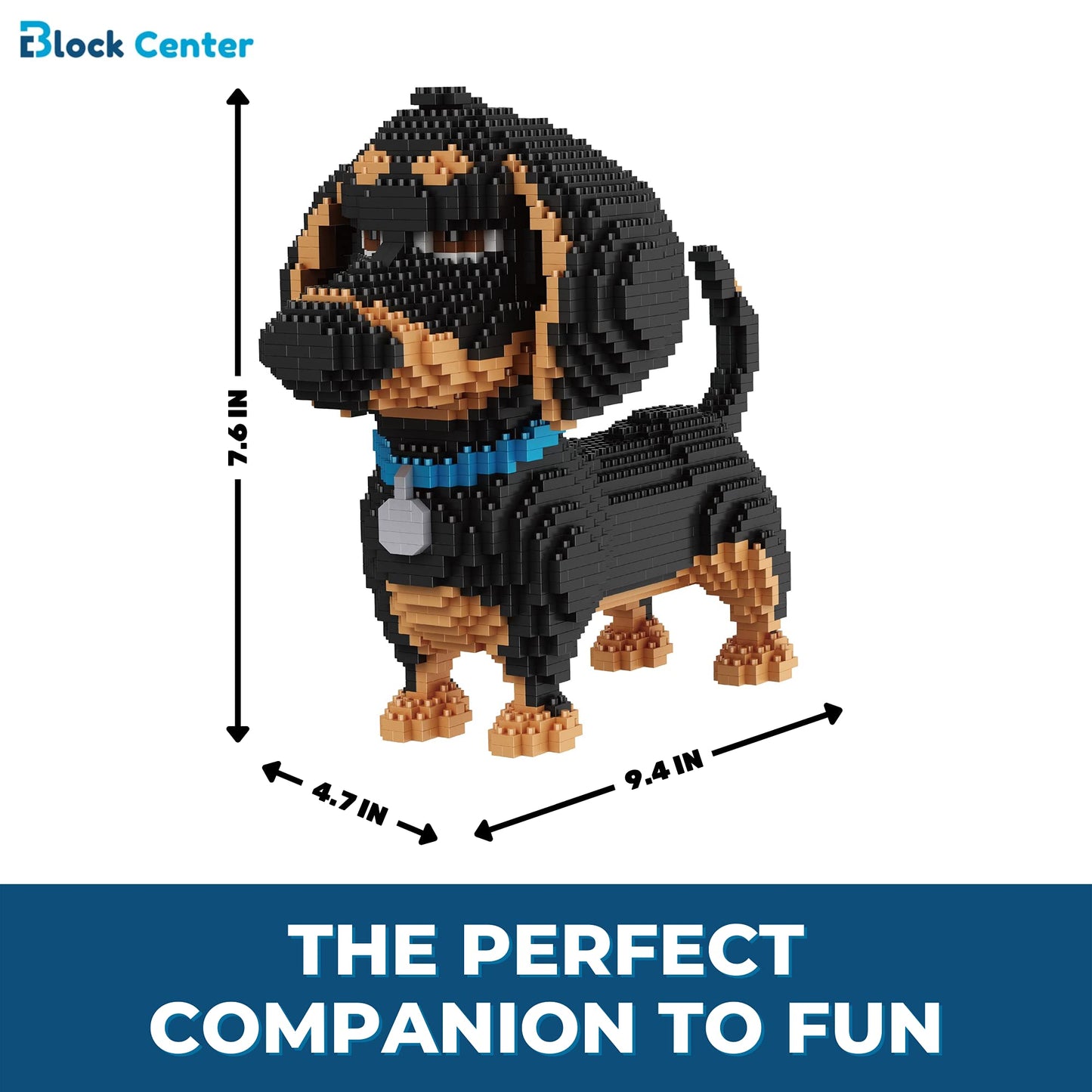 BLOCK CENTER Dachshund 3D Puzzle Kit – 2100 Mini Bricks (2025 Edition) | Gift for Adults & Kids