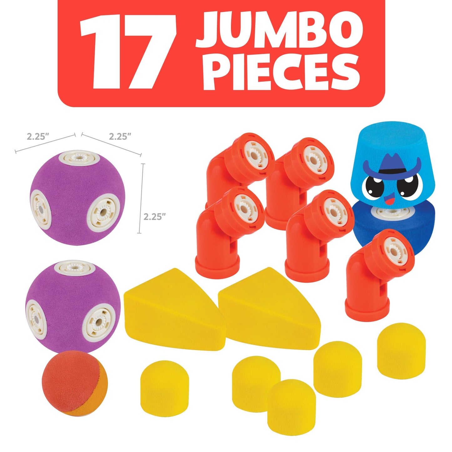 Blockaroo Magnetic Foam Blocks – 17-Piece Critter Set | Bath & STEM Toys