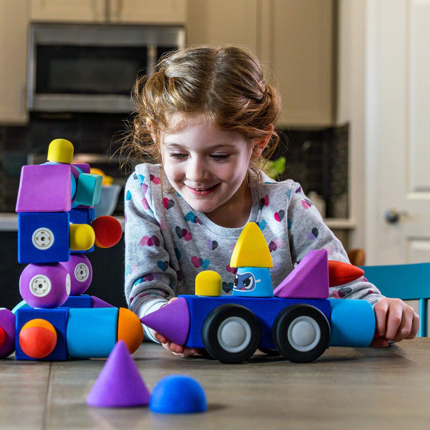 Blockaroo Magnetic Foam Blocks – 17-Piece Critter Set | Bath & STEM Toys