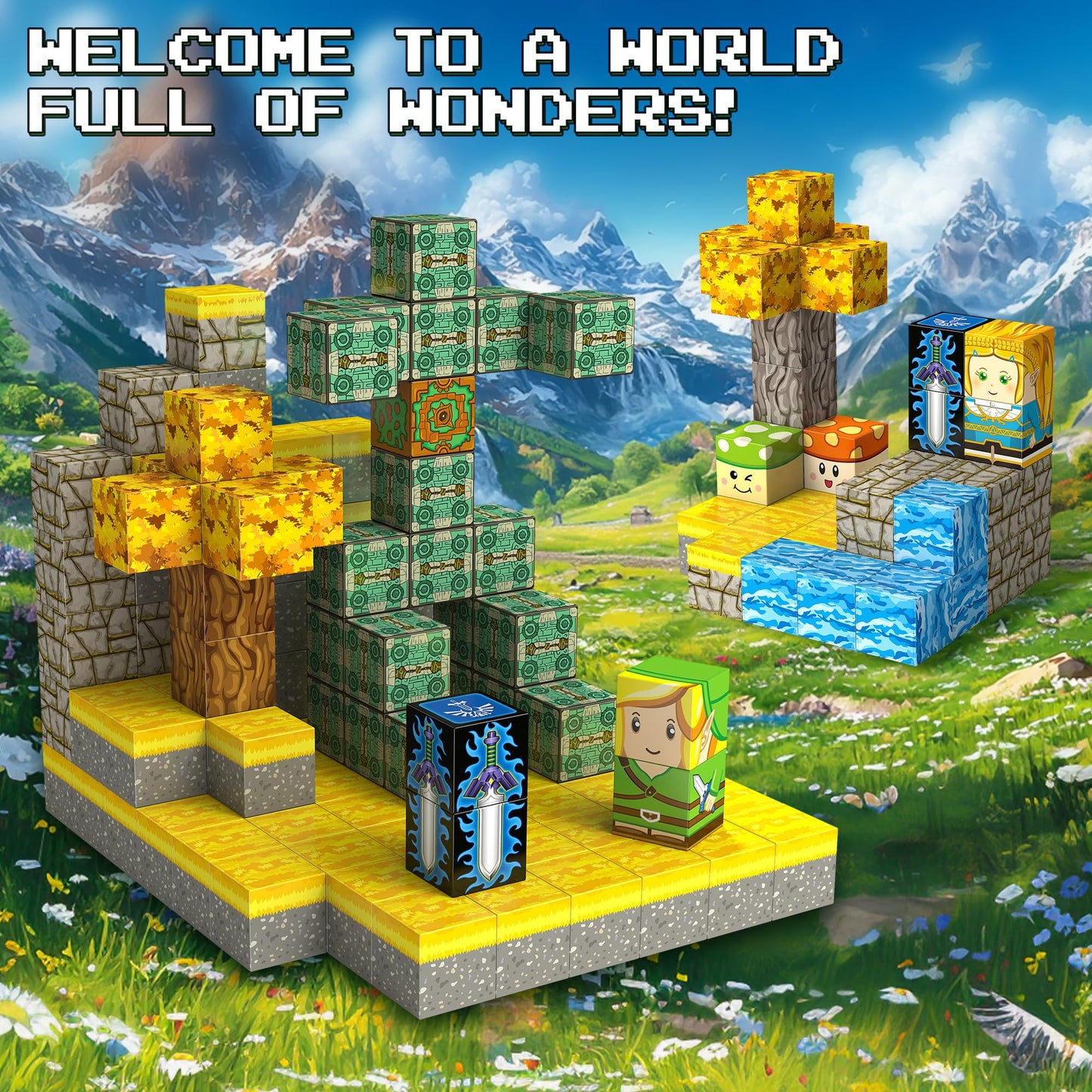 BlockstarterX Magnetic Building Blocks for BOTW Fans – Koroks Magnet Cubes, STEM Toy (100 PCS)