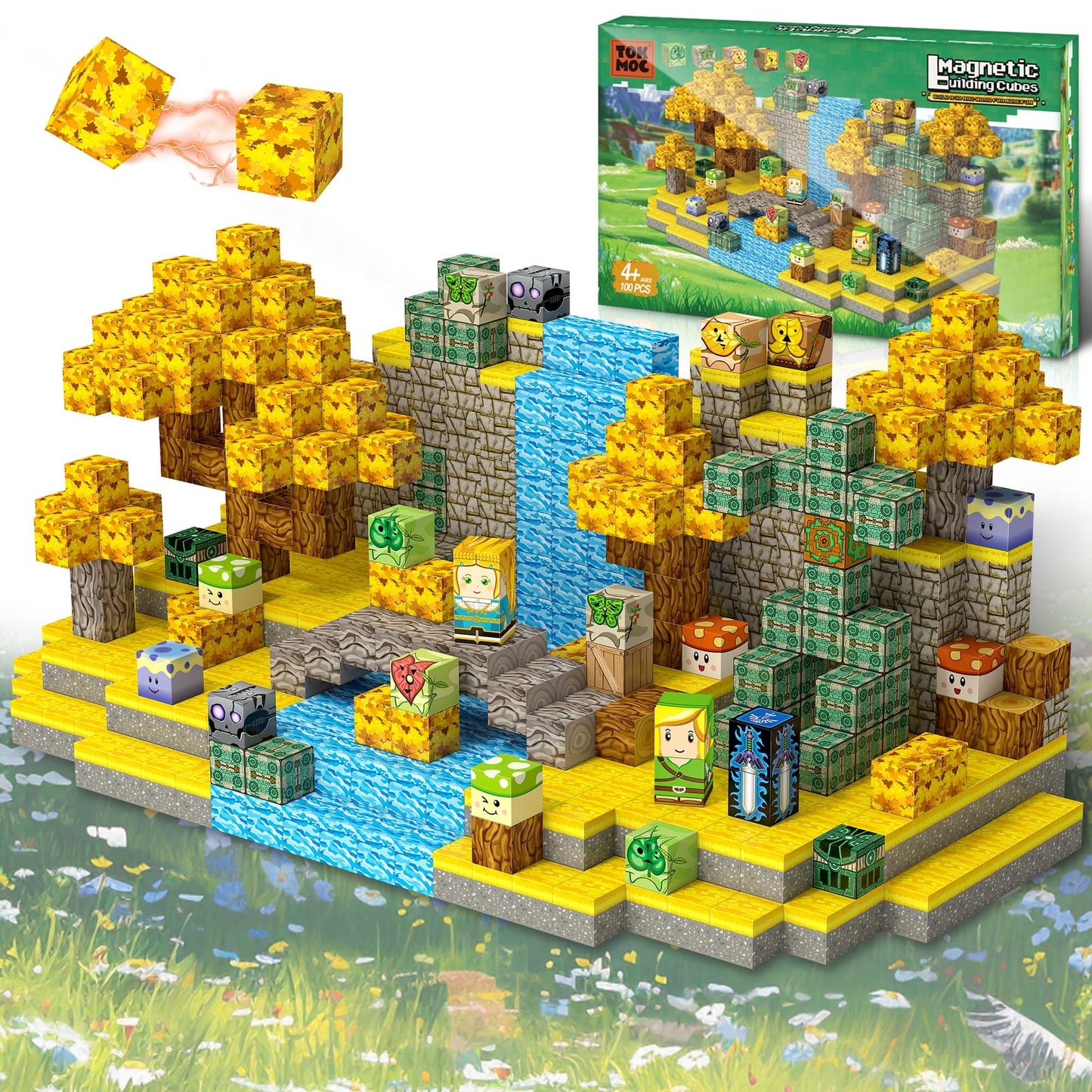 BlockstarterX Magnetic Building Blocks for BOTW Fans – Koroks Magnet Cubes, STEM Toy (100 PCS)