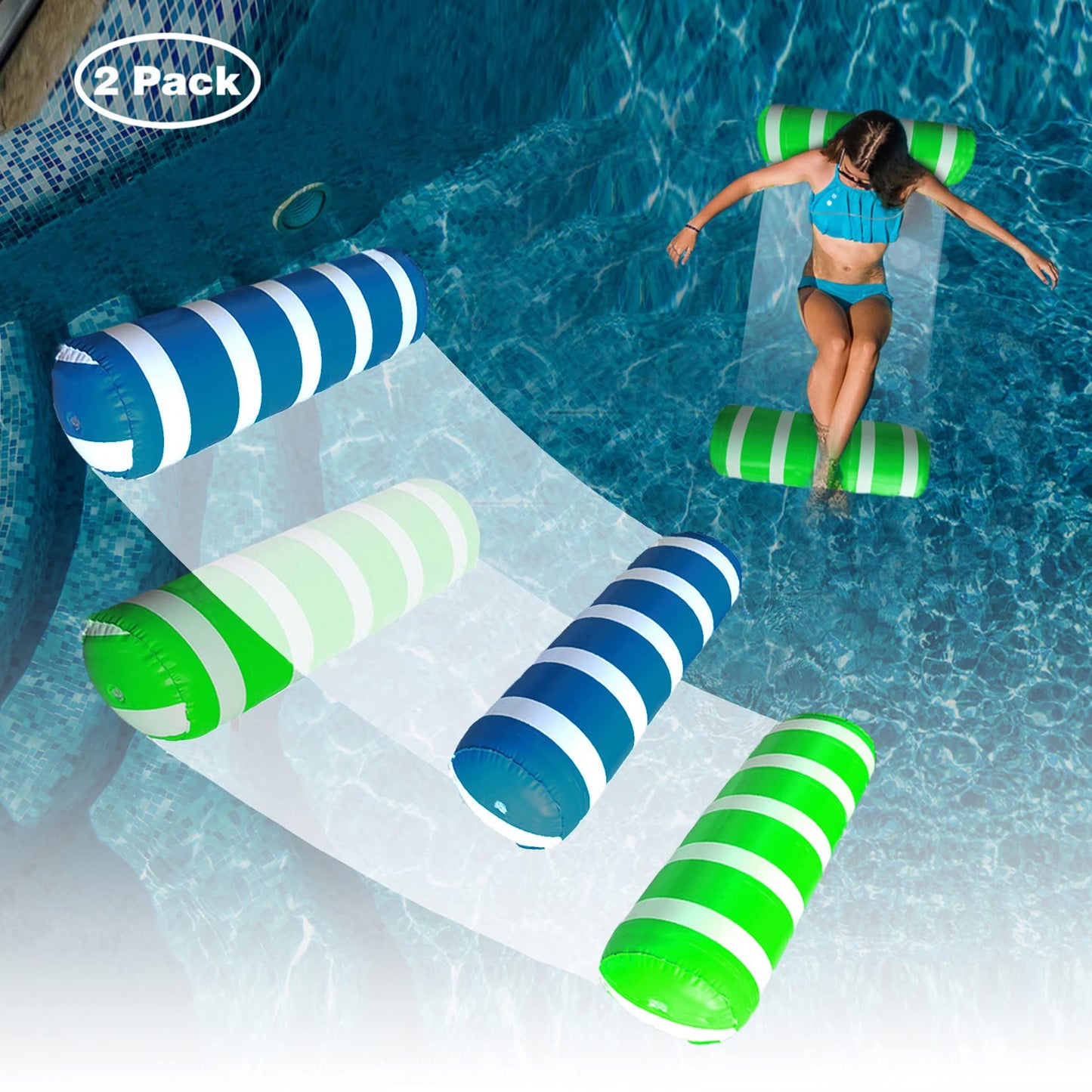 BLOFUN 2 Pack Water Float Duo – Comfortable Inflatable Lounger for Adults