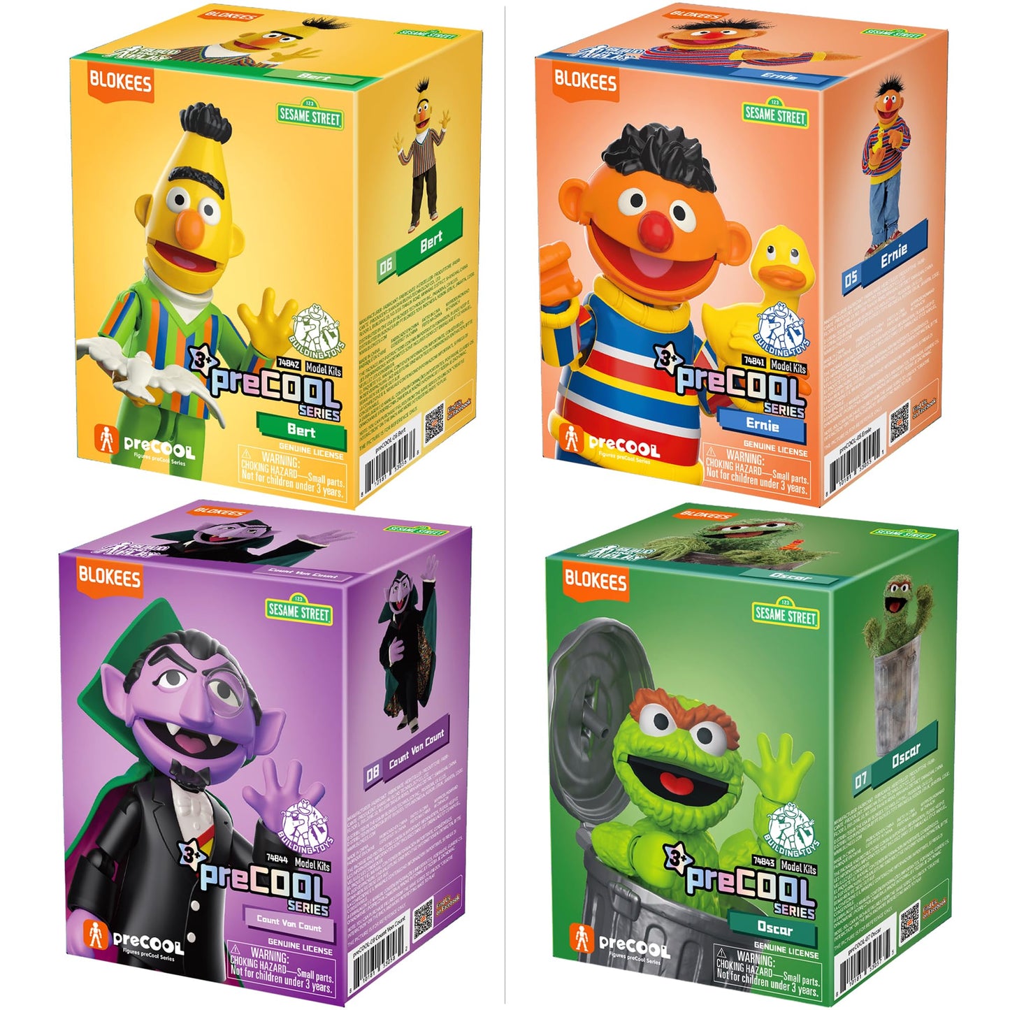 BLOKEES preCOOL Sesame Street Series 2 Figures – Oscar, Count Count, Bert & Ernie