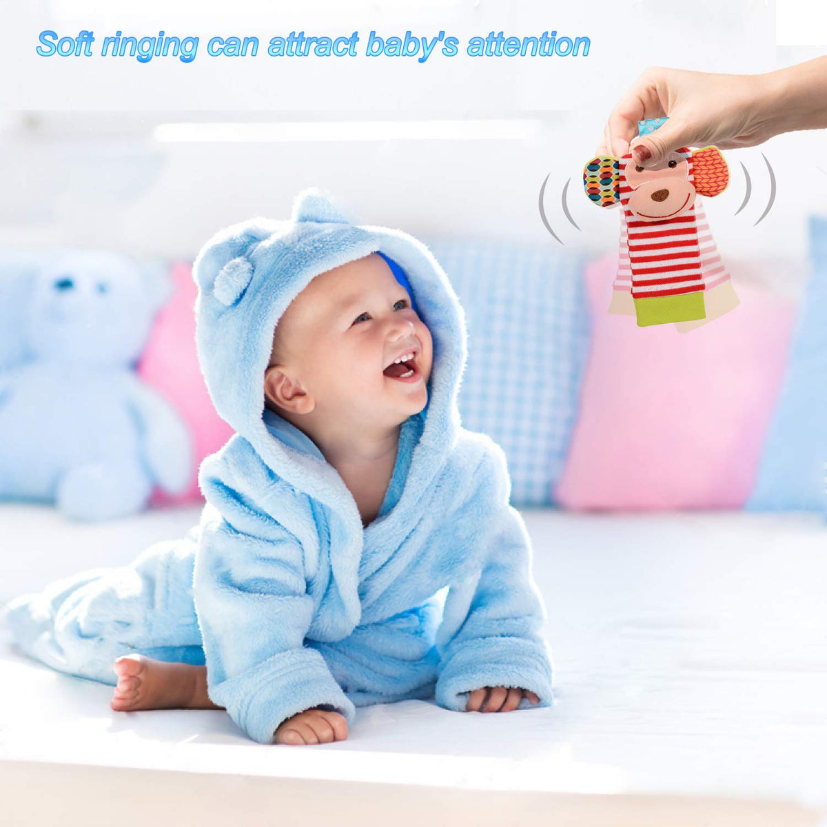 BLOOBLOOMAX Baby Rattle Socks Set | Animal Foot Finder Toys for 0-24 Months
