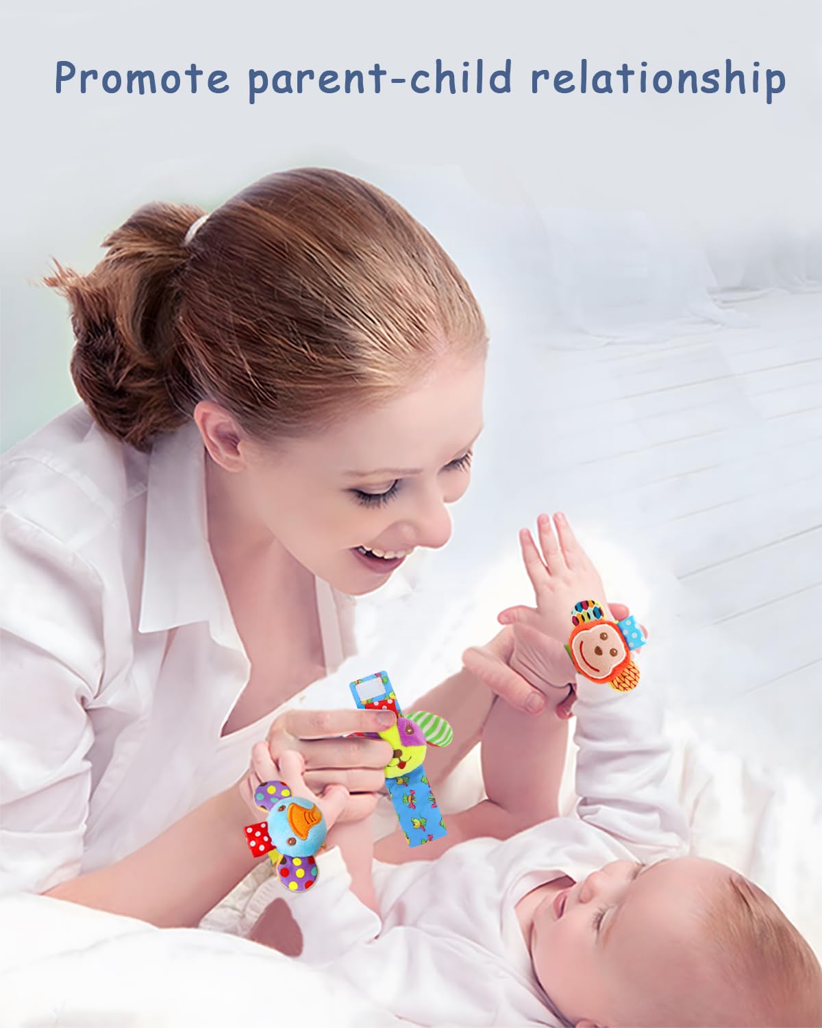 BLOOBLOOMAX Wrist Rattles for Babies 0-24 Months – Animal Hand & Foot Finder Educational Toys (4-Pack)