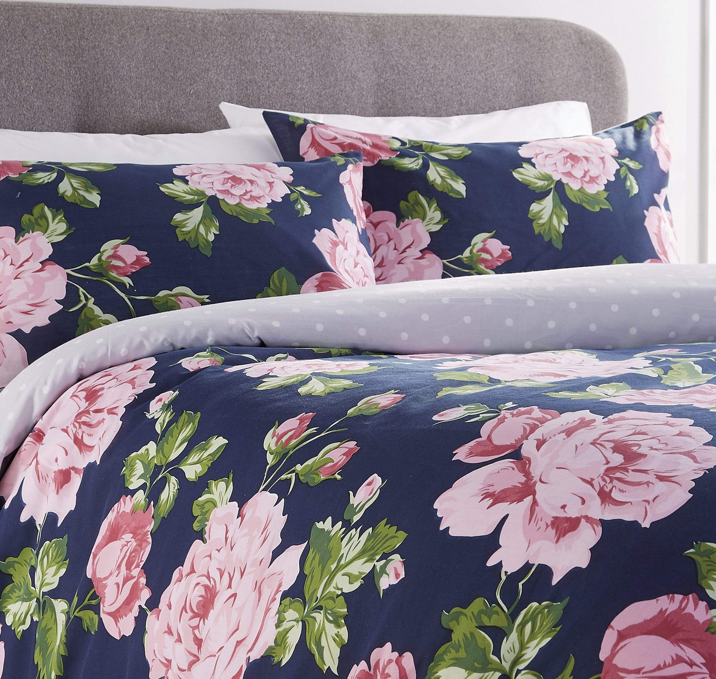 Bloom Reversible Polka Dot Cotton Rich Duvet Cover Set in Vibrant Colours Available in Single Double and King Sizes for Modern Bedrooms by OLIVIA ROCCO