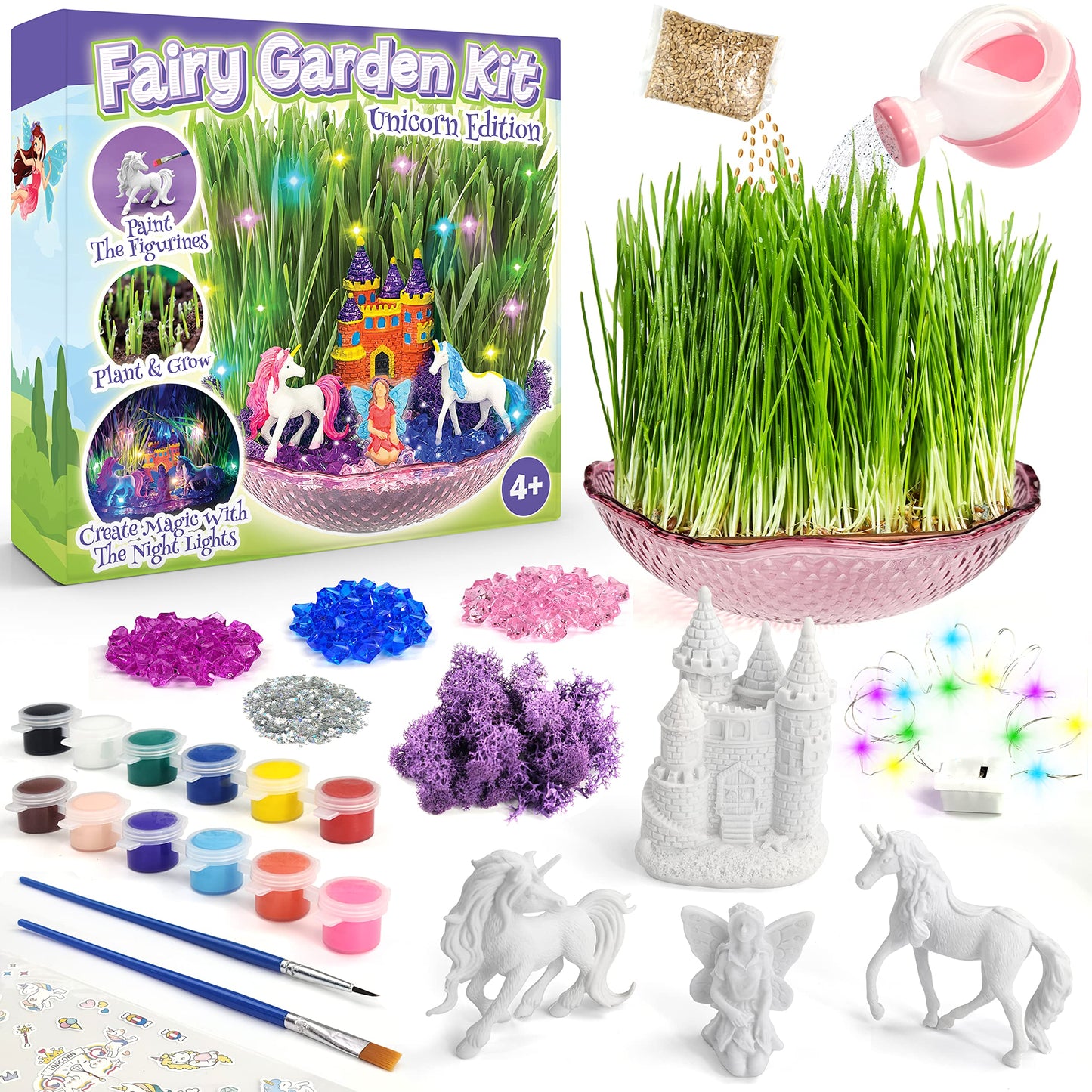 Bloonsy Unicorn Fairy Garden Kit | Light Up Terrarium & STEM Craft for Kids 4-12