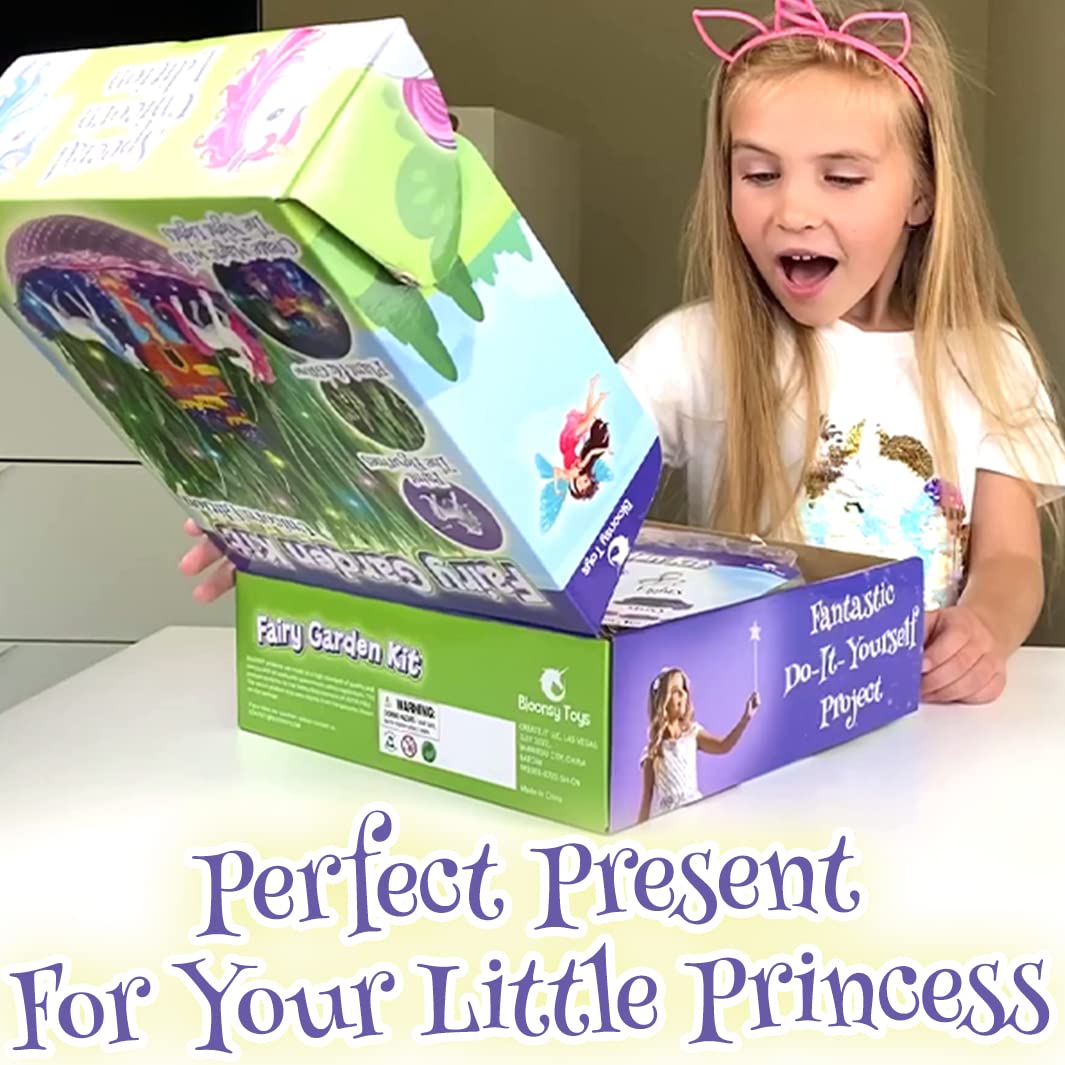 Bloonsy Unicorn Fairy Garden Kit | Light Up Terrarium & STEM Craft for Kids 4-12