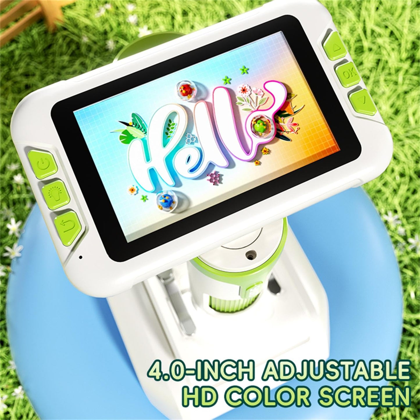 Blorkbuy Kids Microscope 1600X with 4-inch HD Screen – 3-in-1 Portable STEM Toy (Ages 6-12)