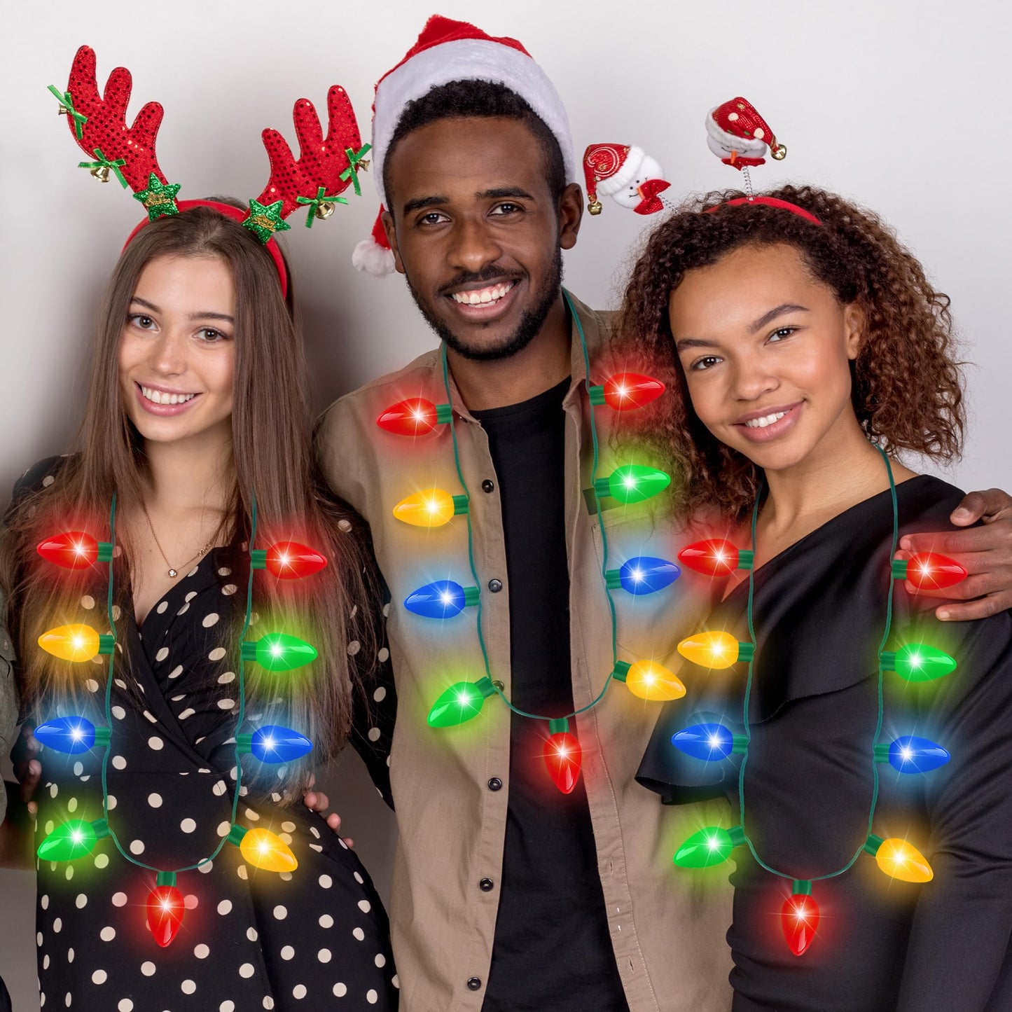 Blowata 24PCS Christmas Light Necklace — 3 Glow Modes for Festive Parties & Xmas Decor