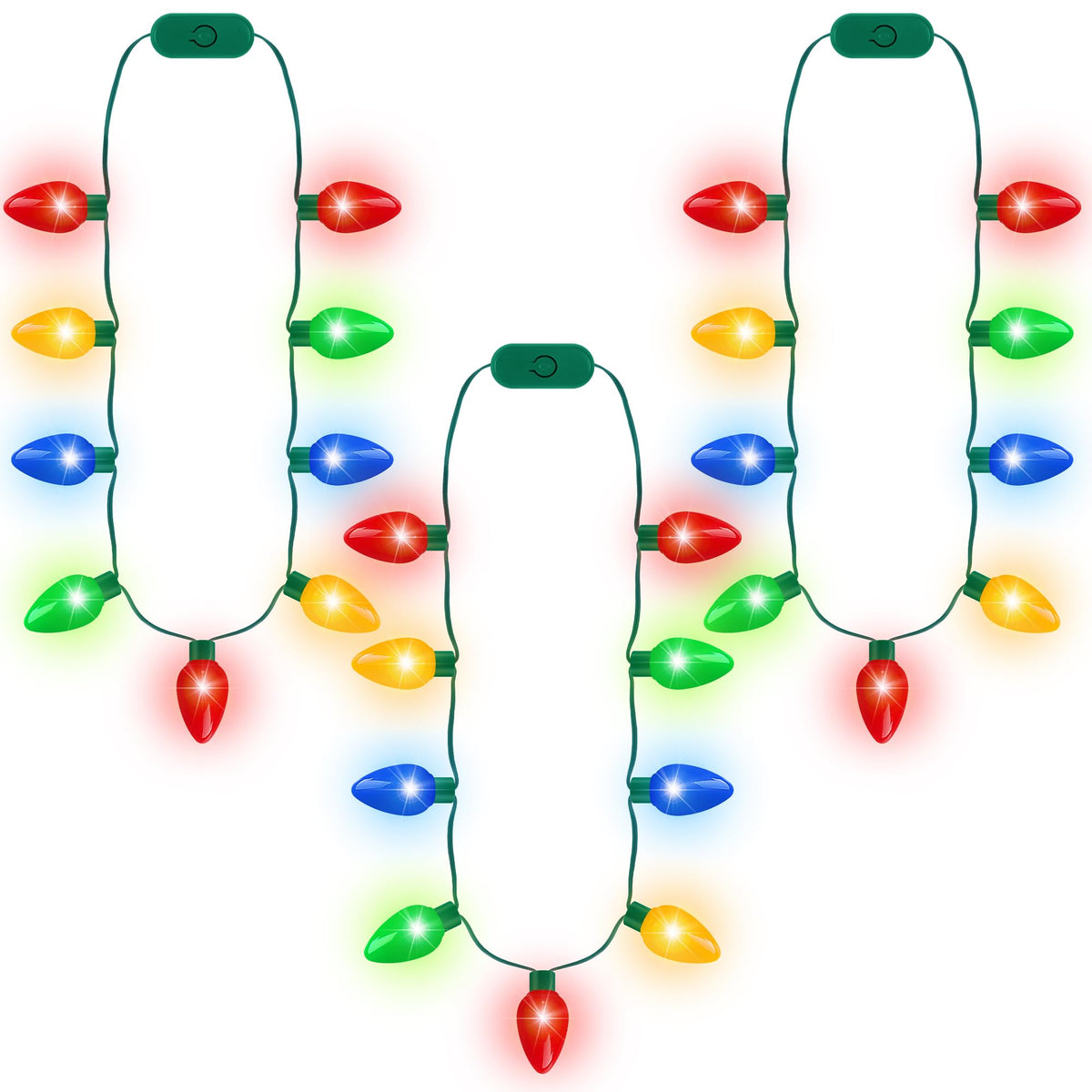 Blowata 6PCS Christmas Light Necklace – 3 Flash Modes, Colorful LED Xmas Necklaces for Parties