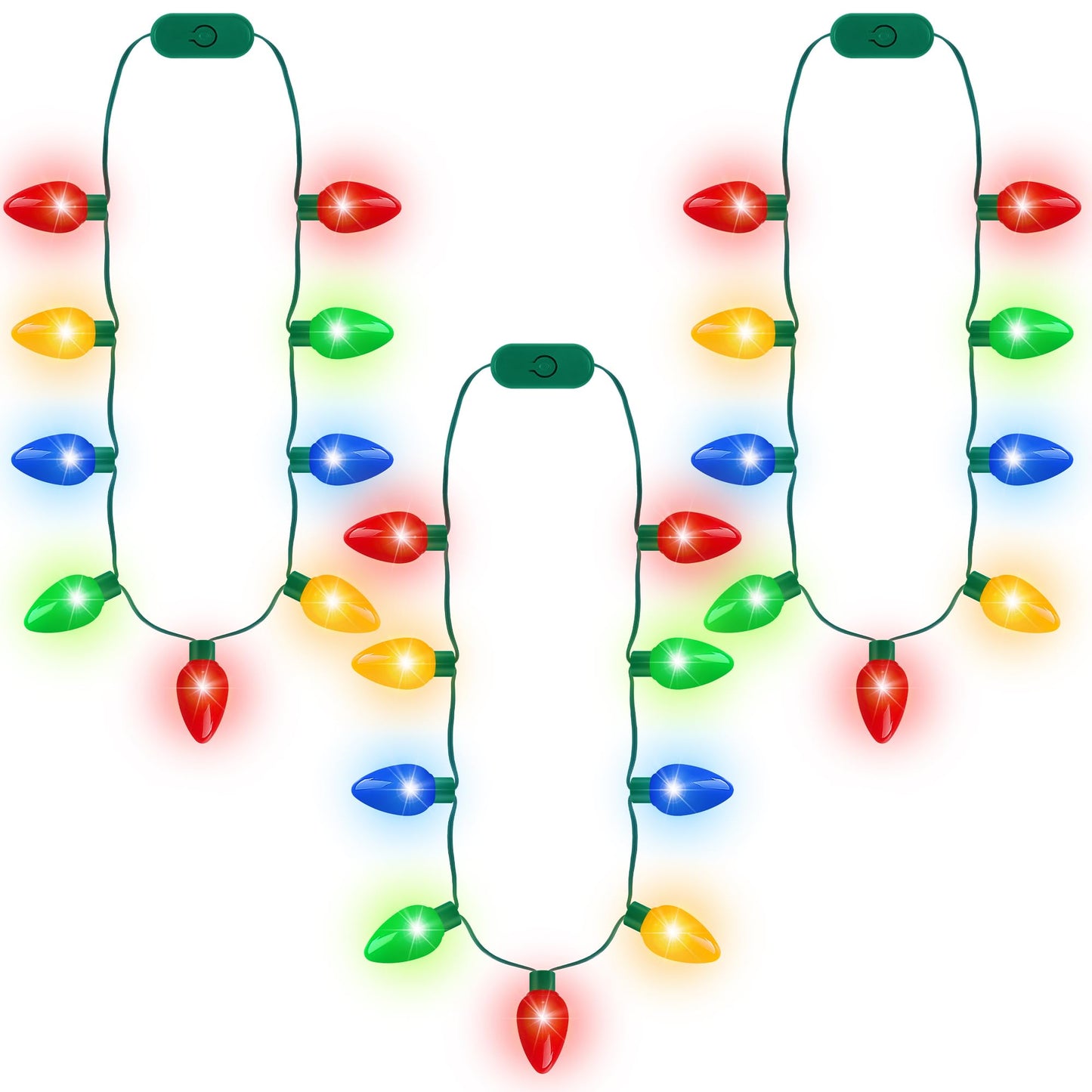 Blowata 50PCS Christmas Light Up Necklace – 3-Mode LED Bulbs for Xmas Parties