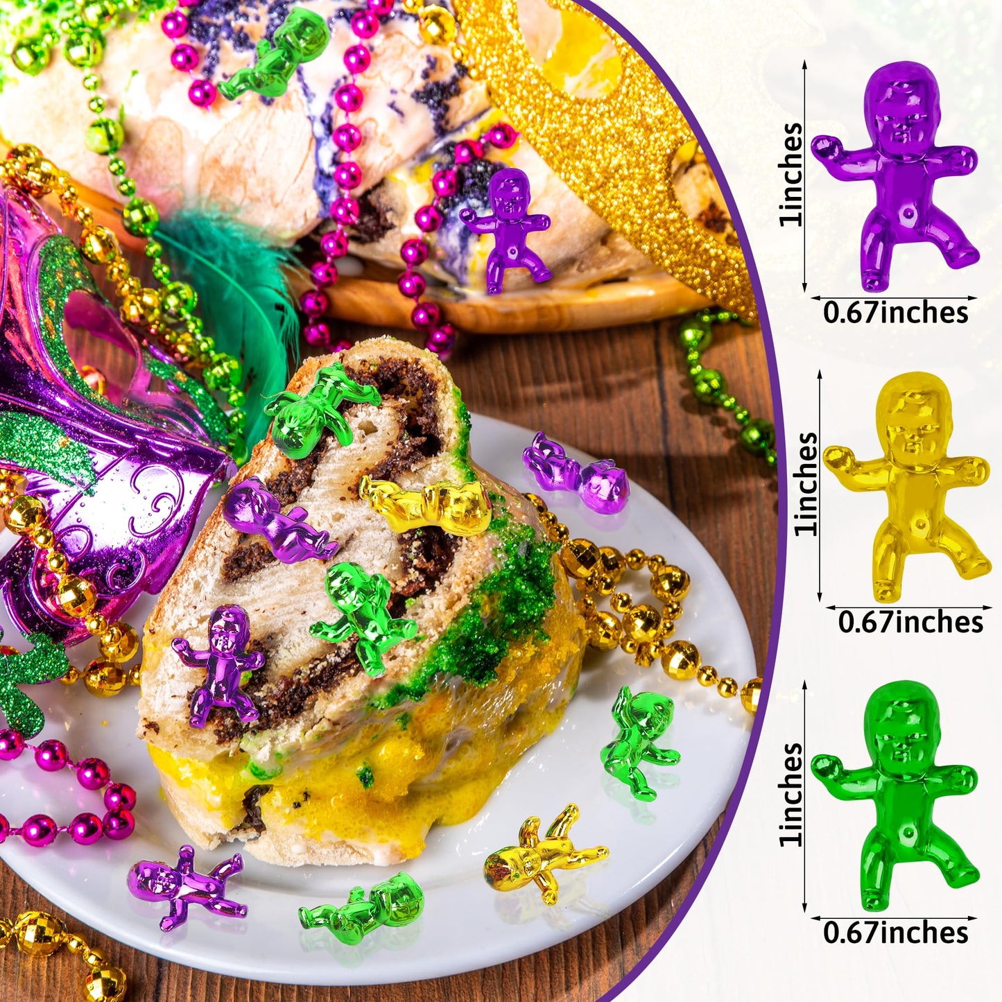 Blowata 24 PCS King Cake Babies – 1-Inch Mardi Gras Plastic Decor & Favors